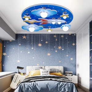 YIYIBYUS Lámpara de techo Led empotrada,Lámpara de techo de dibujos animados moderna con control remoto,Lamparas de Techo de 110 V-240 V con tres YIYIBYUS Lámpara de techo Led empotrada,Lámpara de techo de dibujos animados moderna con control remoto,Lamparas de Techo de 110 V-240 V con tres