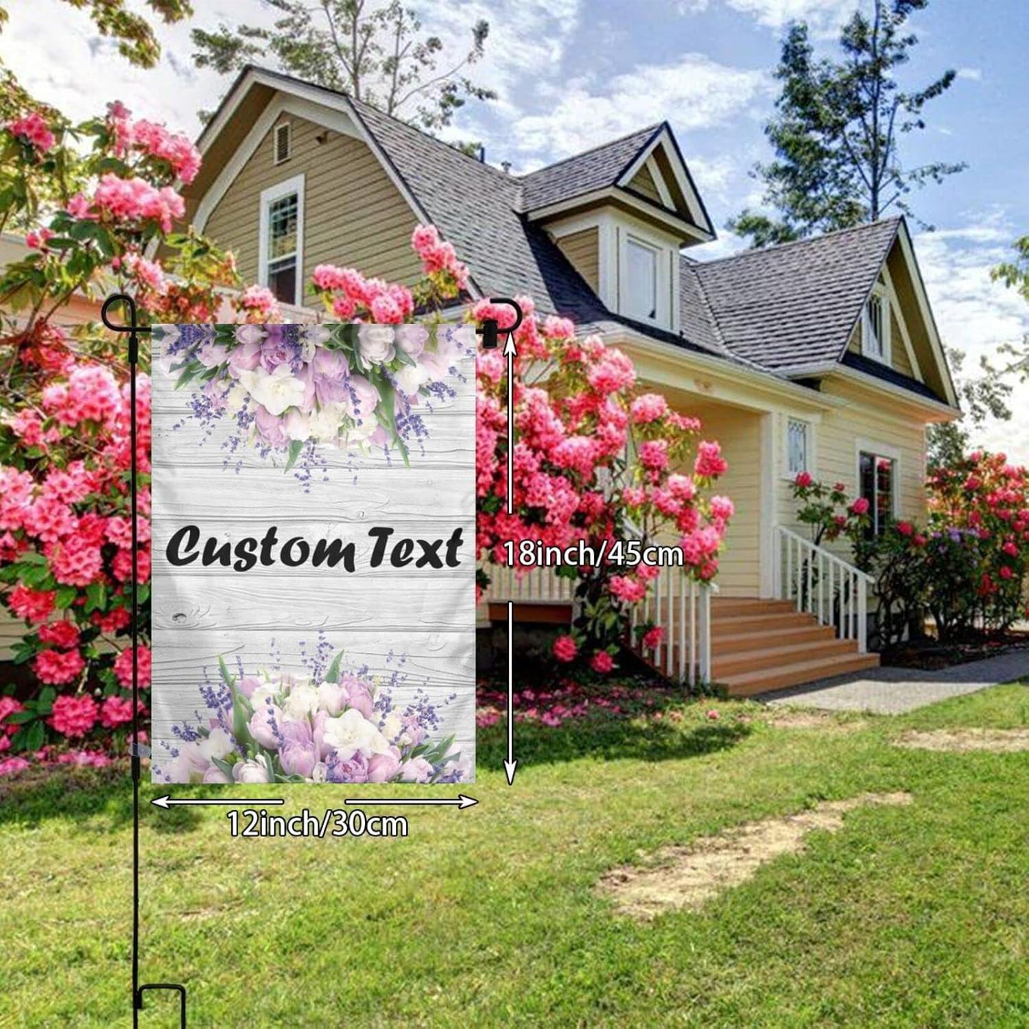 Bandera de jardín personalizada, banderas de jardín personalizadas con nombre de foto, banderas de jardín personalizadas de impresión de doble cara,