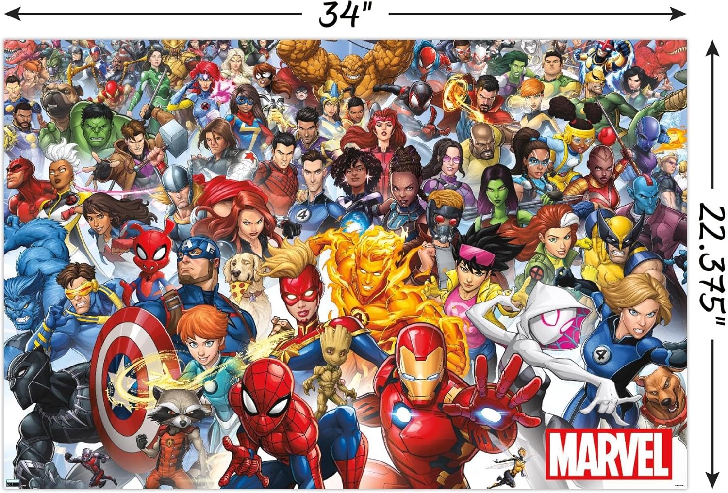 Trends International Póster de pared de Marvel Comics – The Marvel Lineup 2023