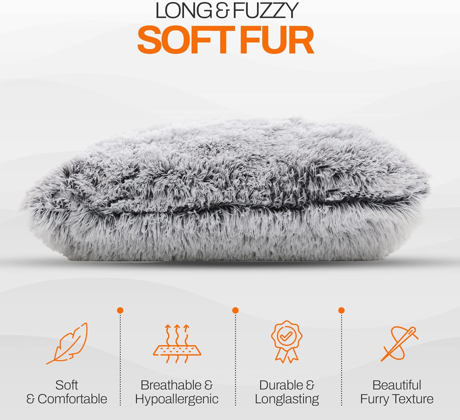 Cheer Collection Juego de 2 almohadas de pelo largo lanudo  Almohadas de piel sintética súper suaves para sofá y cama, lavables a máquina, 20 x 20