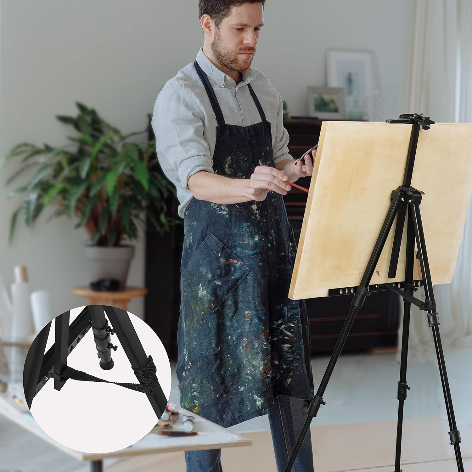 ARTIFY – Soporte de caballete de doble nivel de 66 pulgadas, altura ajustable de 22 a 66 pulgadas, trípode para pintar y exhibir con una bolsa de