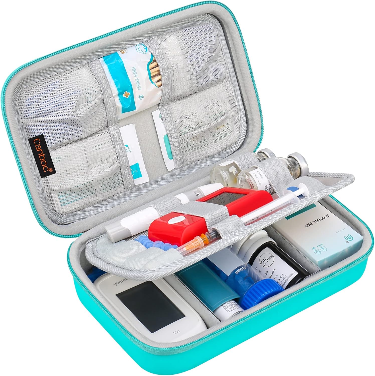 Canboc Estuche de viaje para suministros para diabéticos, bolsa de transporte para medidor de glucosa, bolígrafos de insulina, tiras de prueba de