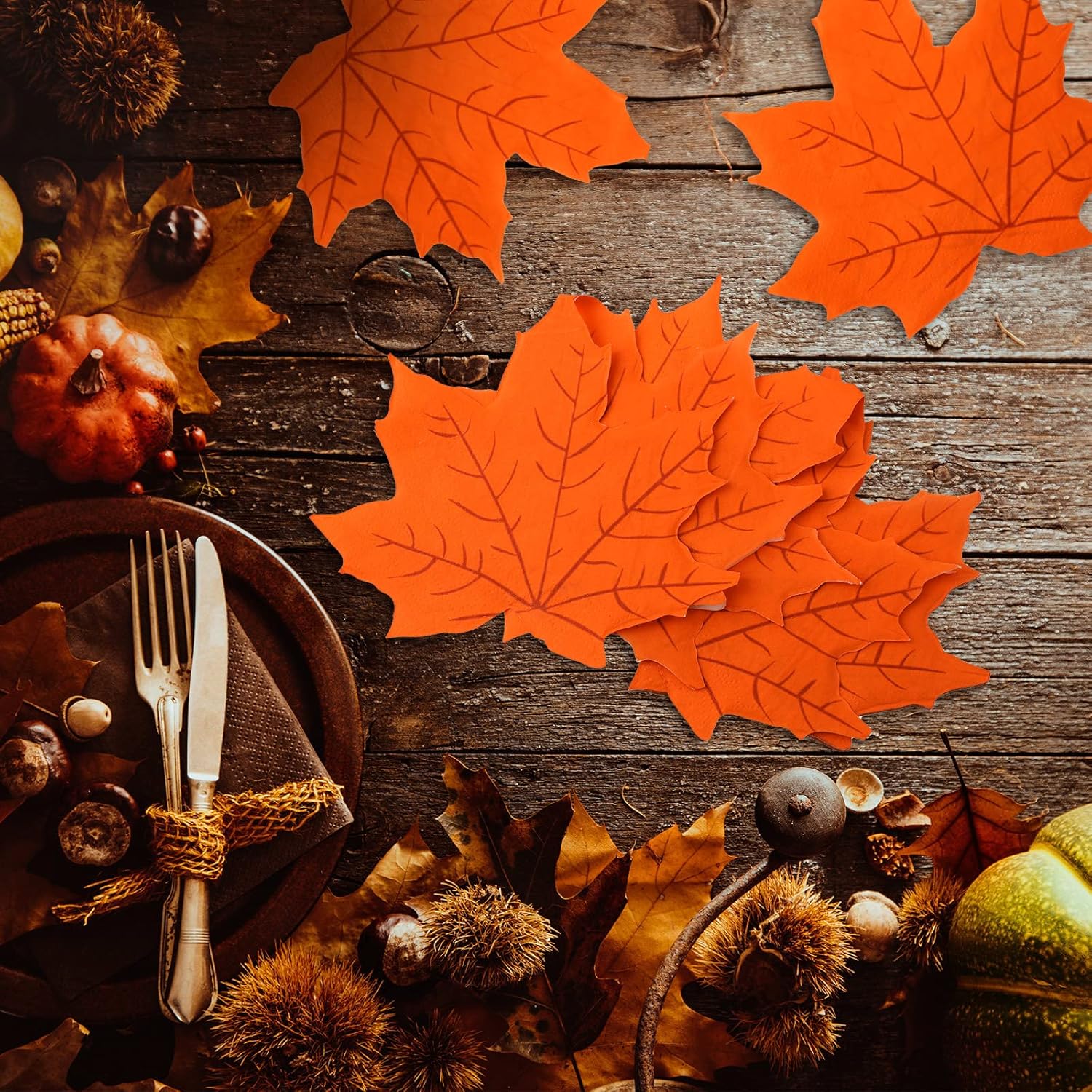 100 servilletas de papel desechables de otoño, Día de Acción de Gracias, servilletas de otoño de papel para suministros de fiesta, mesa de comedor,