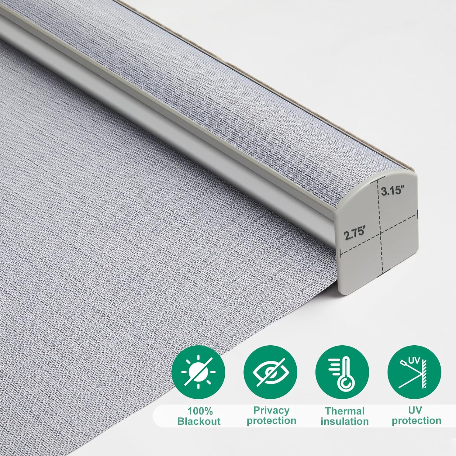 Persianas enrollables 100 % opacas sin cordones de tamaño personalizado para ventana, cortadas a medida, tela con textura, protección UV,