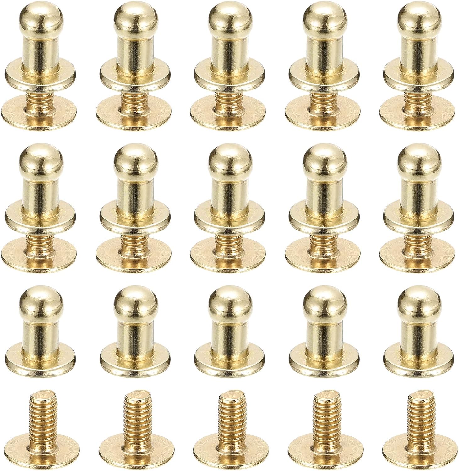 uxcell Remaches de cabeza de bola de 0.157 pulgadas (0.157 in), tornillo trasero, paquete de 15 remaches de pezón de botón de cabeza redonda para