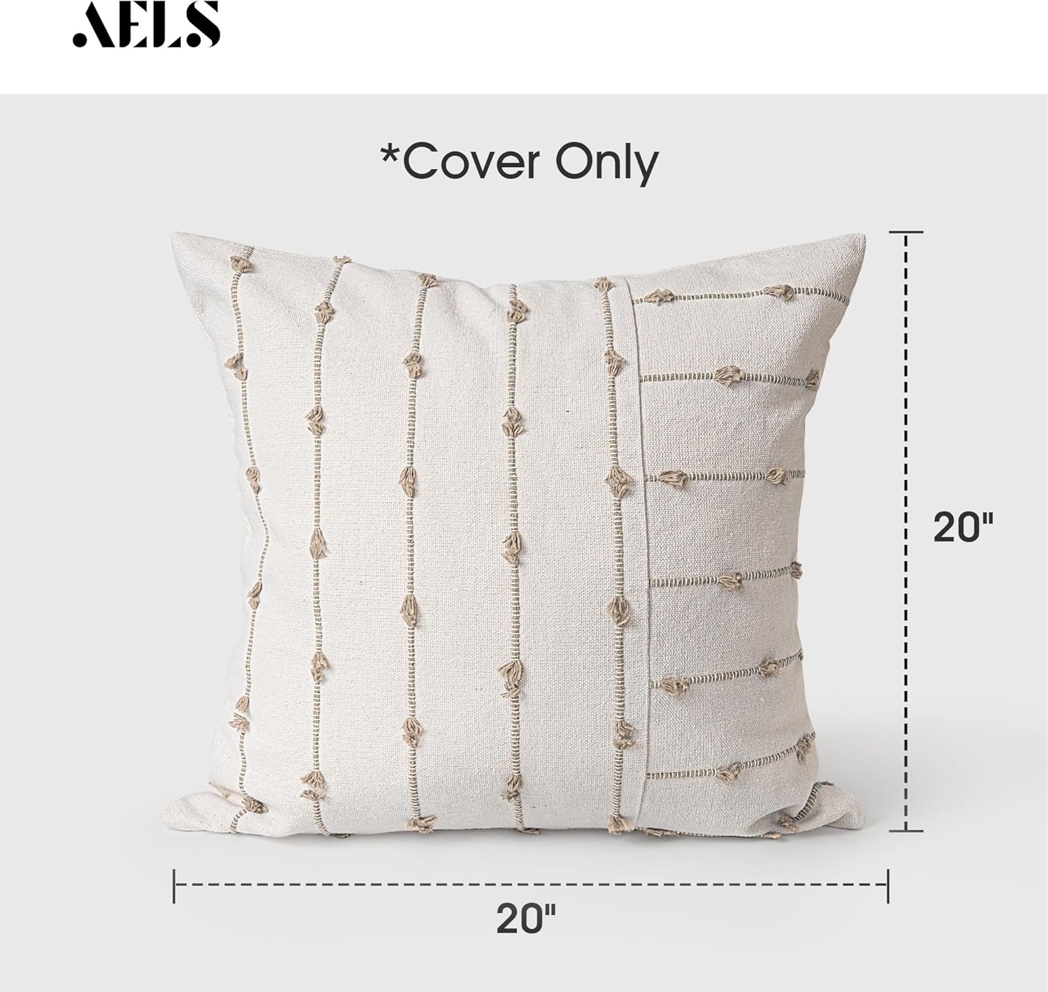 AELS Juego de 2 fundas de almohada decorativas de lino bohemio de 20 x 20 pulgadas, fundas de almohada modernas con textura de granja, funda de