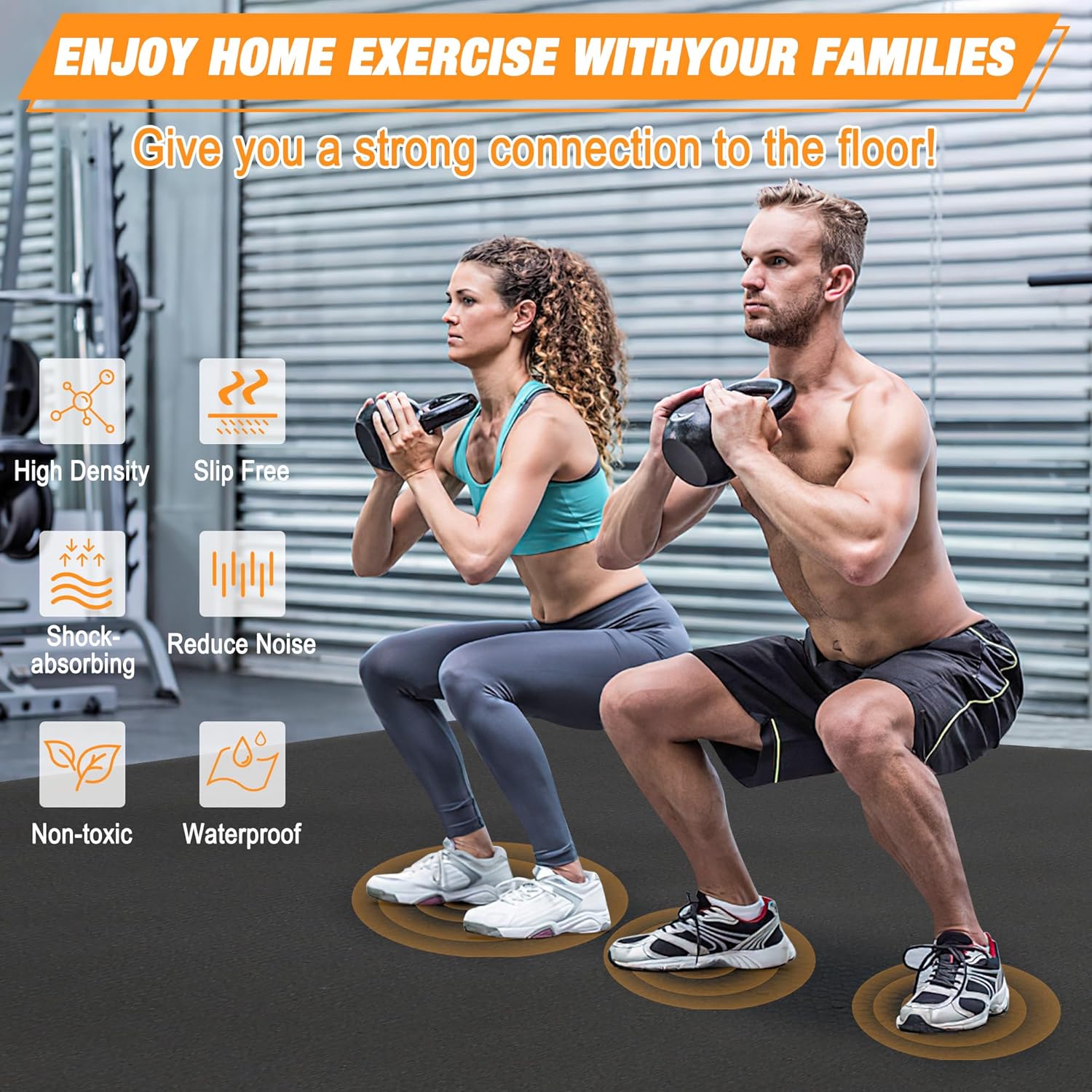 Large Exercise Mat for Home Workout – 6’x4’8’x6’10’x6’12’x6′(7mm) Ultra-Durable Workout Mat for Home Gym Flooring – High Density Gym Mat for Cardio,