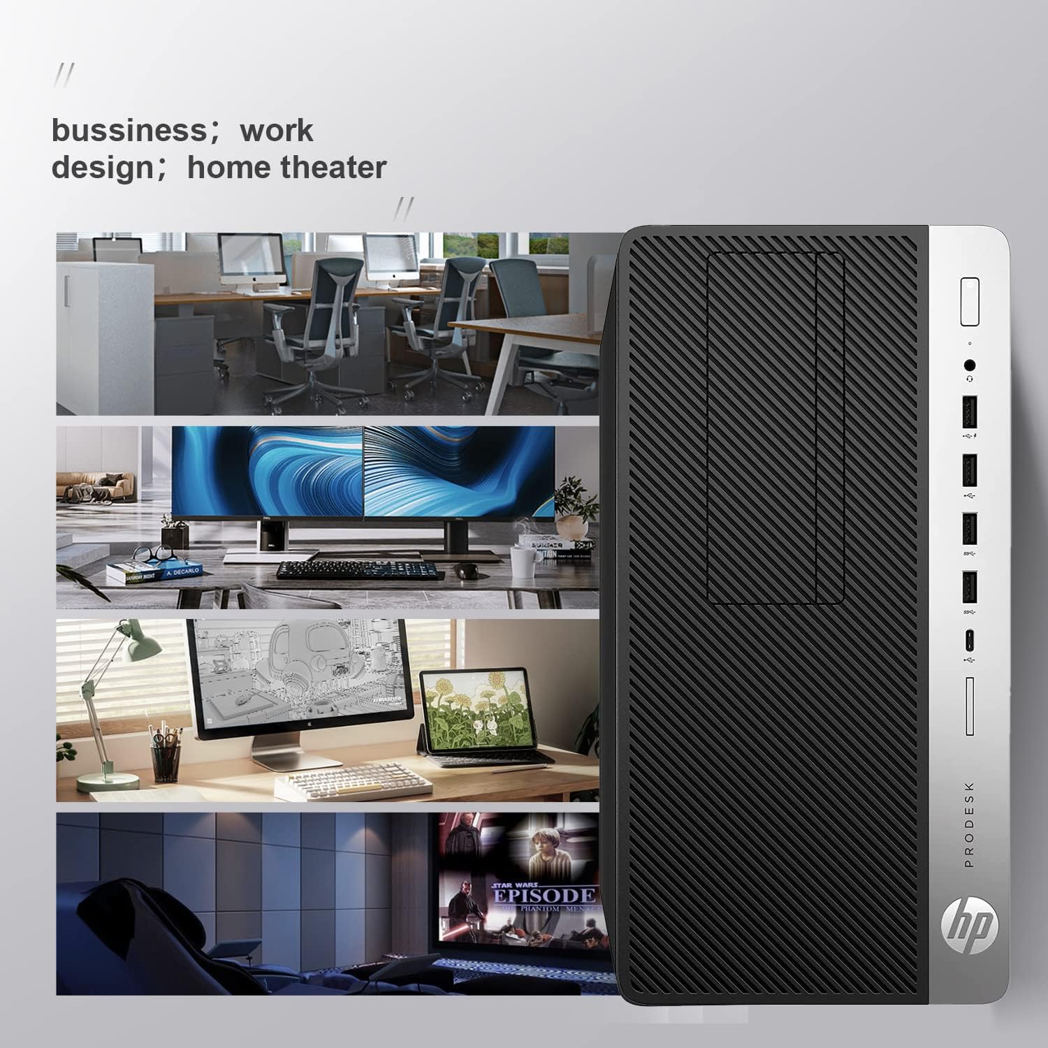 HP ProDesk 600 G3 Mini Tower Escritorio PC i7-6700 hasta 4.00GHz 32GB RAM 1TB SSD + 1TB HDD HDMI Wi-Fi integrado y BT DVD-RW Soporte de monitor dual