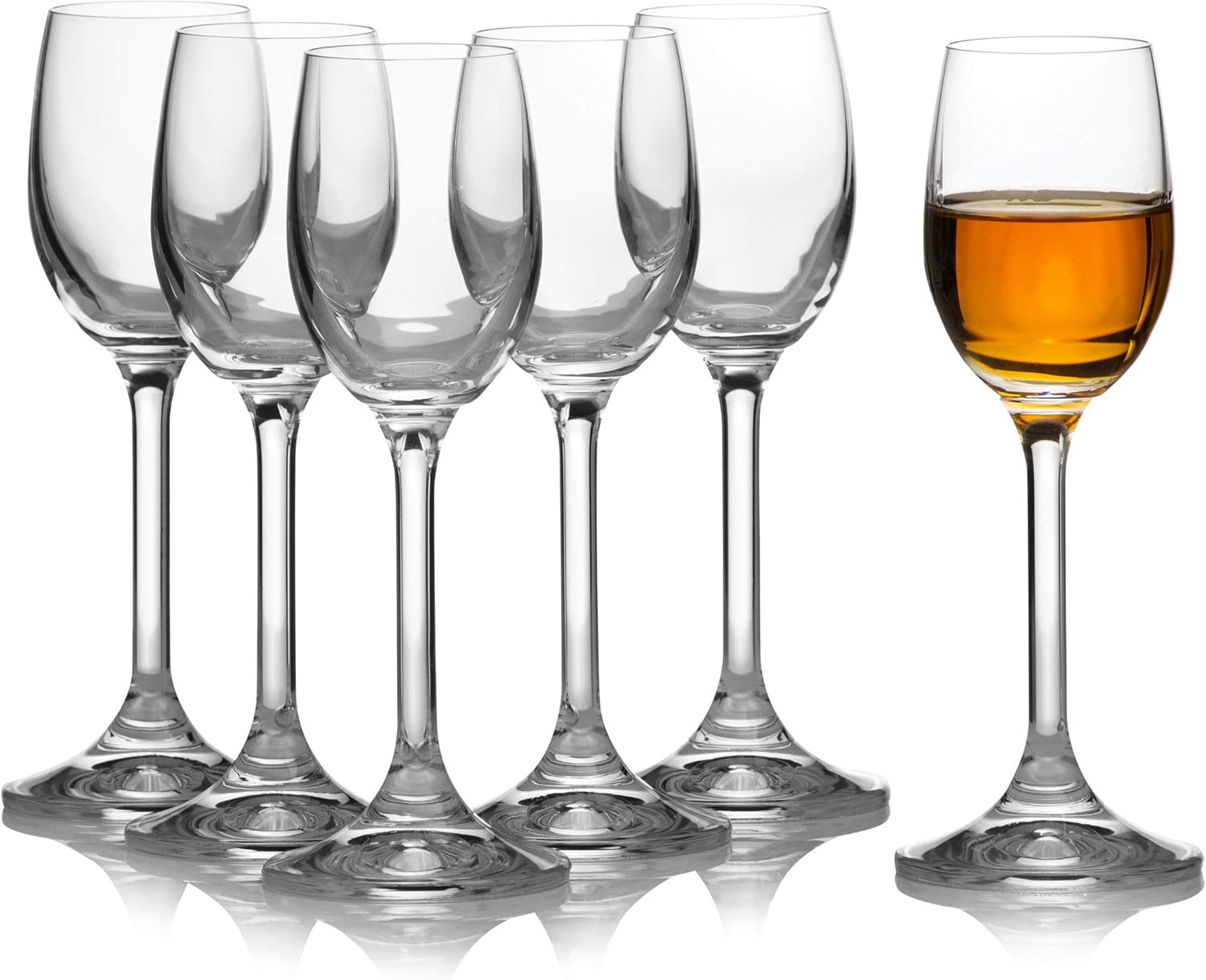 Crystalex Juego de 6 copas de vino, juego de copas de vino tinto con tallo de puerto cordial de cristal, copas de postre para cumpleaños, boda,