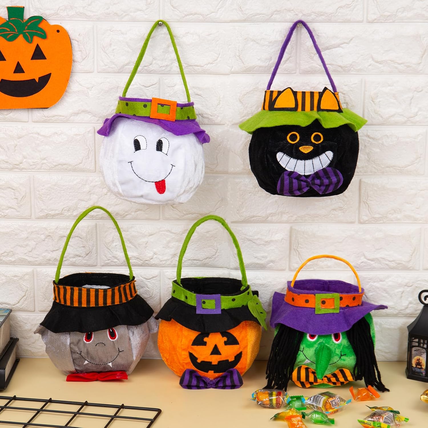 Bolsas de golosinas de Halloween personalizadas con nombre personalizado para Halloween, bolsas de golosinas para dulce o truco, bolsas de