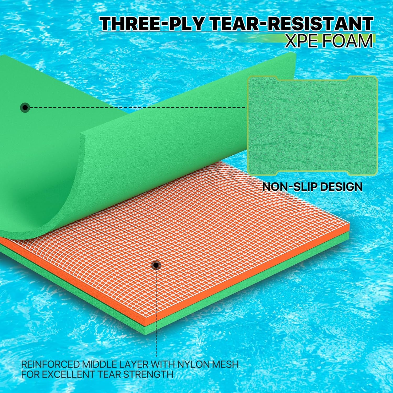 Magshion Large Water Floating Mat for Adults Pool Lake Boating Float Pad 12 x 6 ft