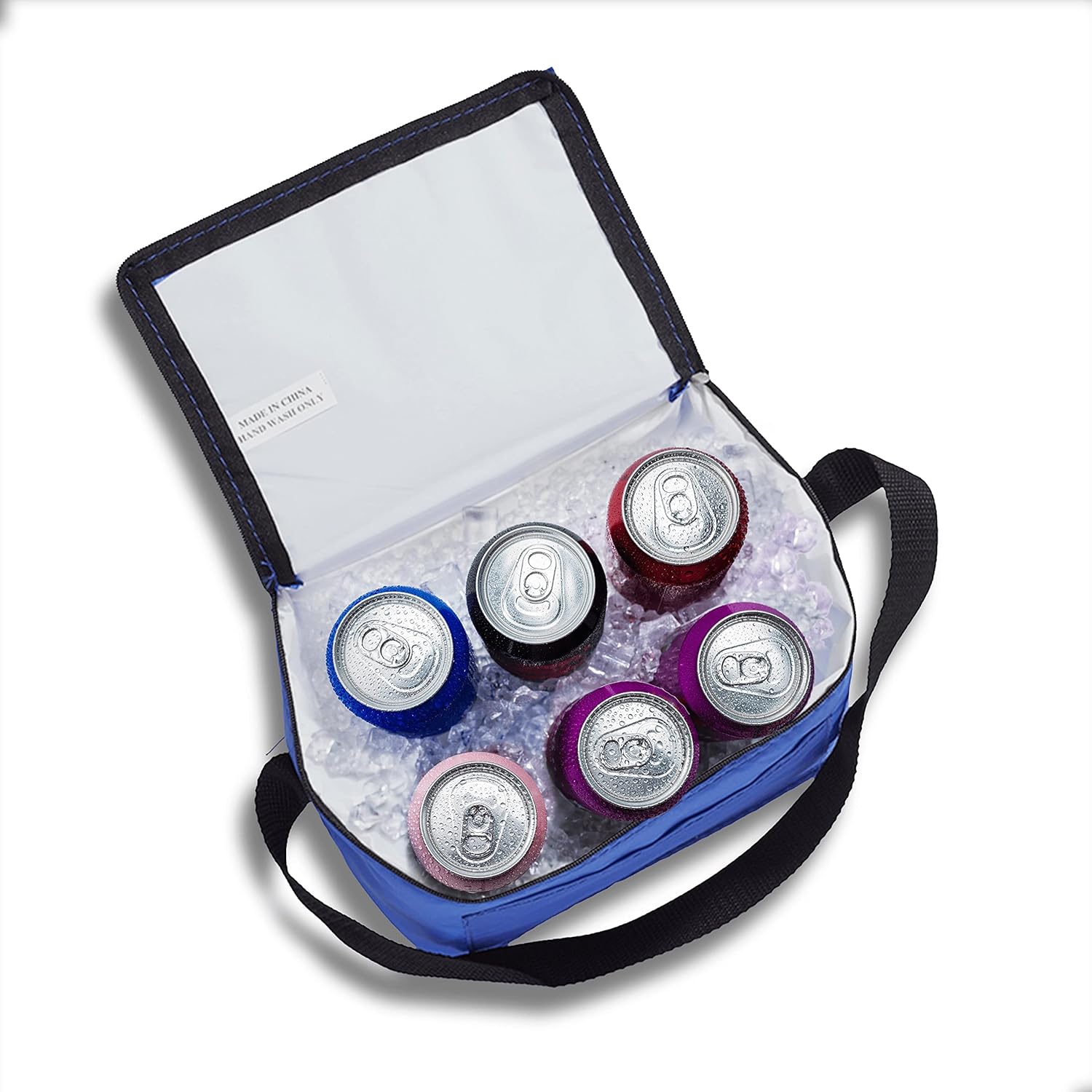 DISCOUNT PROMOS Juego de 50 bolsas de almuerzo pequeñas personalizadas, paquete a granel personalizado, aisladas, se adapta a 6 latas, perfectas