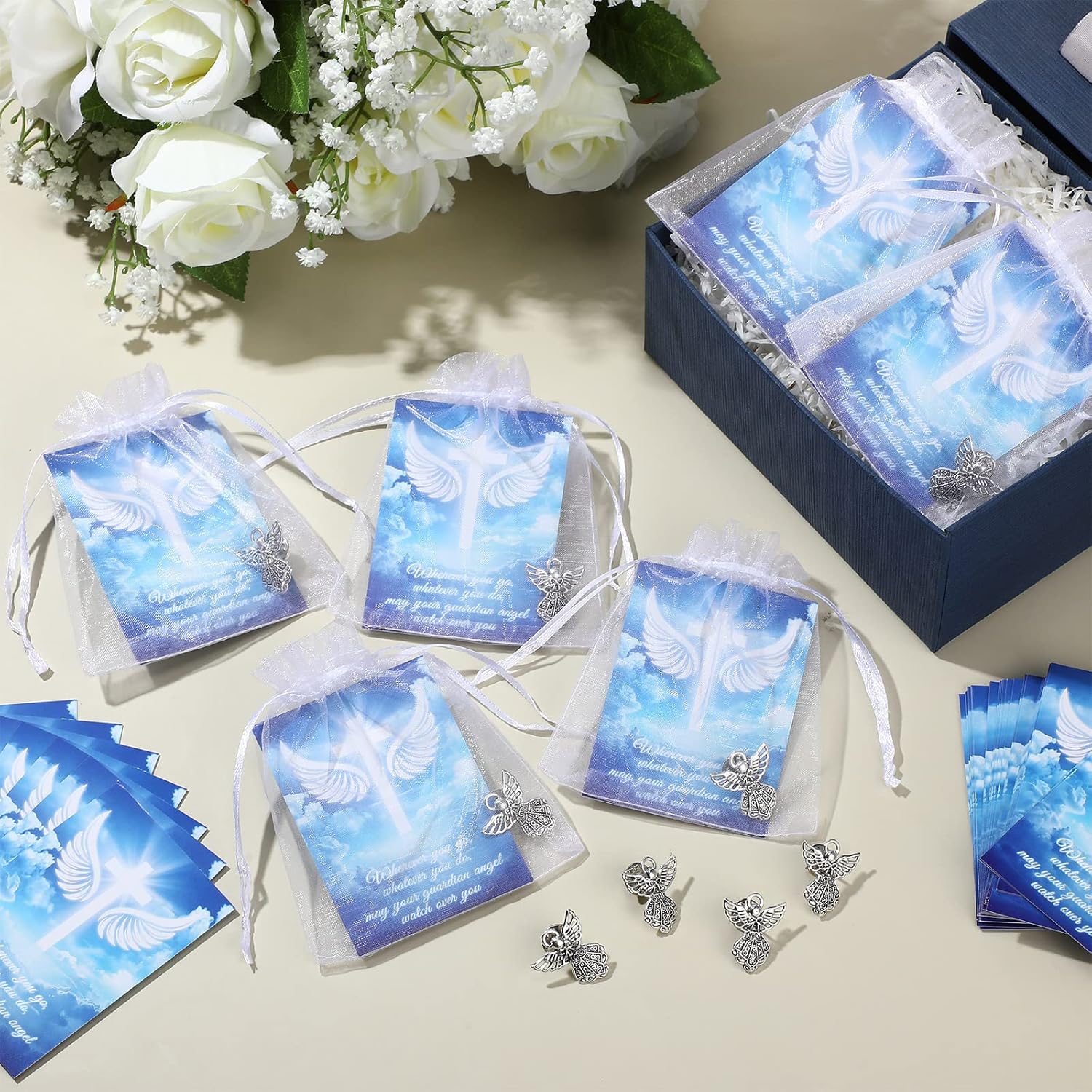 Sasylvia Juego de pines de ángel conmemorativo con signo de ángel, regalos de ángel para mujeres, tarjetas conmemorativas de guardián religioso,