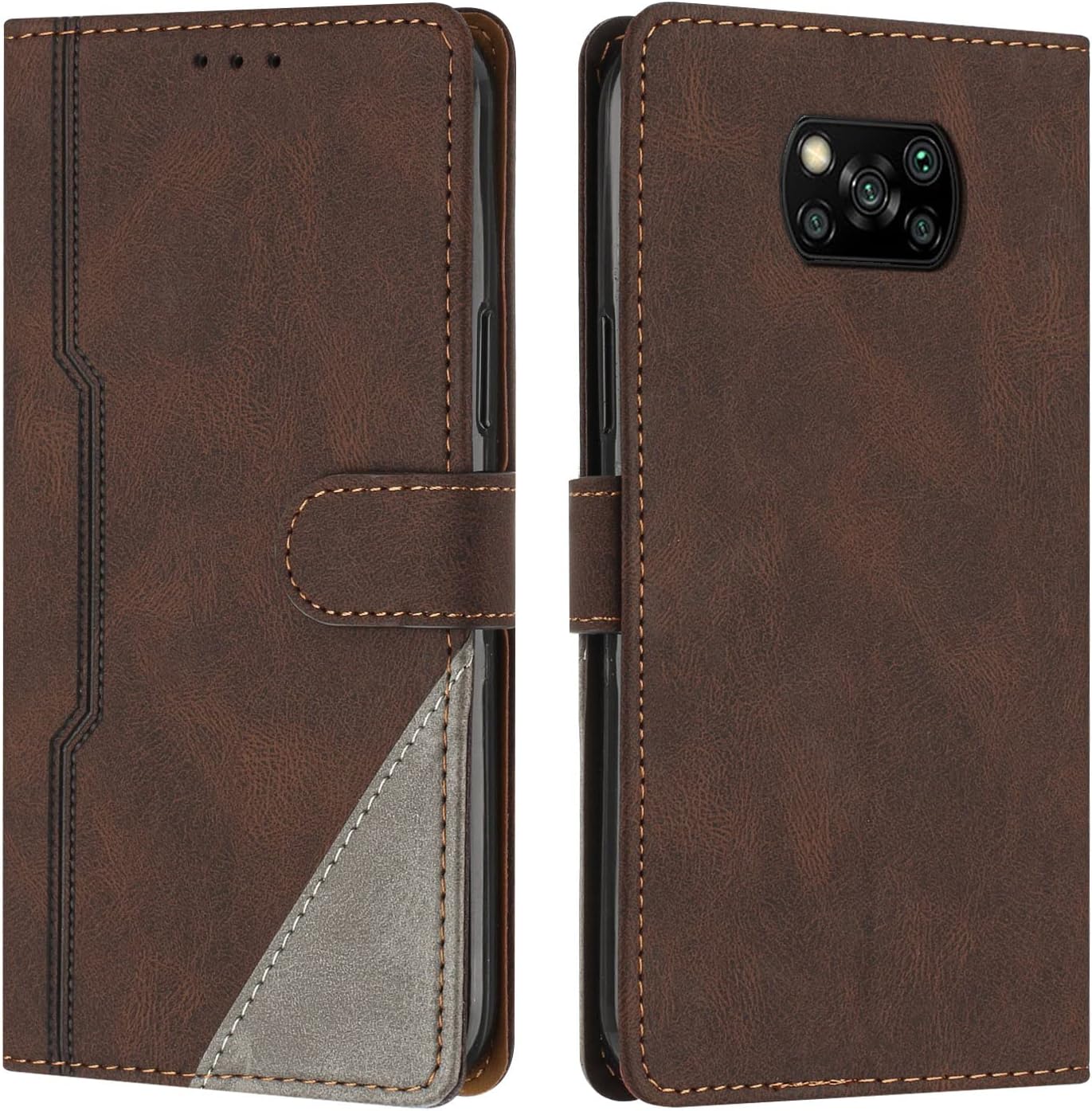 Case for Xiaomi Poco X3X3 ProX3 NFC, Business Splicing Leather Magnetic Credit Card Holder Kickstand Wallet Cover Case for Xiaomi Poco X3X3 ProX3