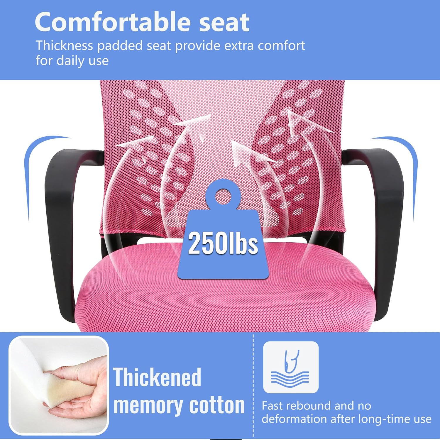PayLessHere Silla de oficina, silla de escritorio, silla de computadora, silla ergonómica, malla ejecutiva ajustable, respaldo medio con ruedas