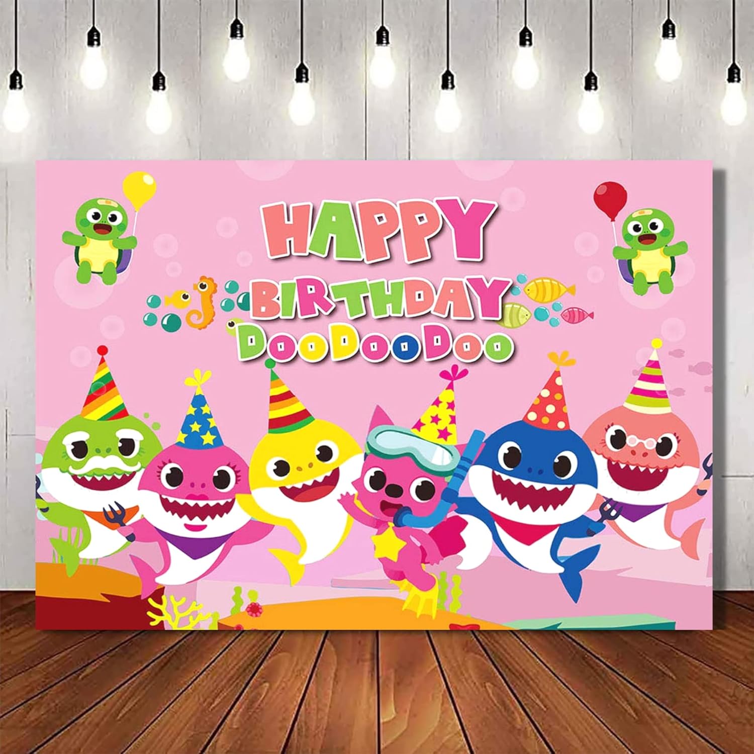 FUNTON Fondo de tiburón bebé (rosa), suministros de fiesta de tiburón bebé, decoraciones de cumpleaños de tiburón bebé (5 x 3 pies)