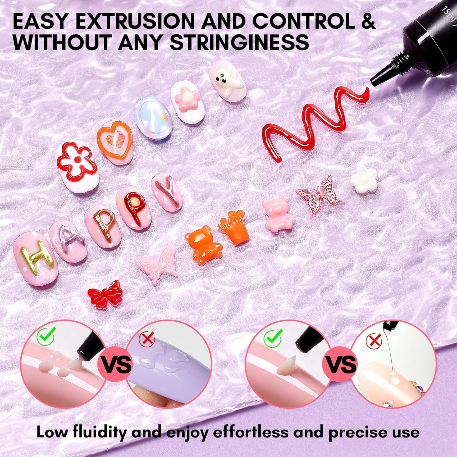Makartt Gel de uñas 3D de 0.53 oz para esculpir uñas de gel para el día de San Valentín, diseños de arte de uñas, bricolaje, antojo de uñas, gel 3D,
