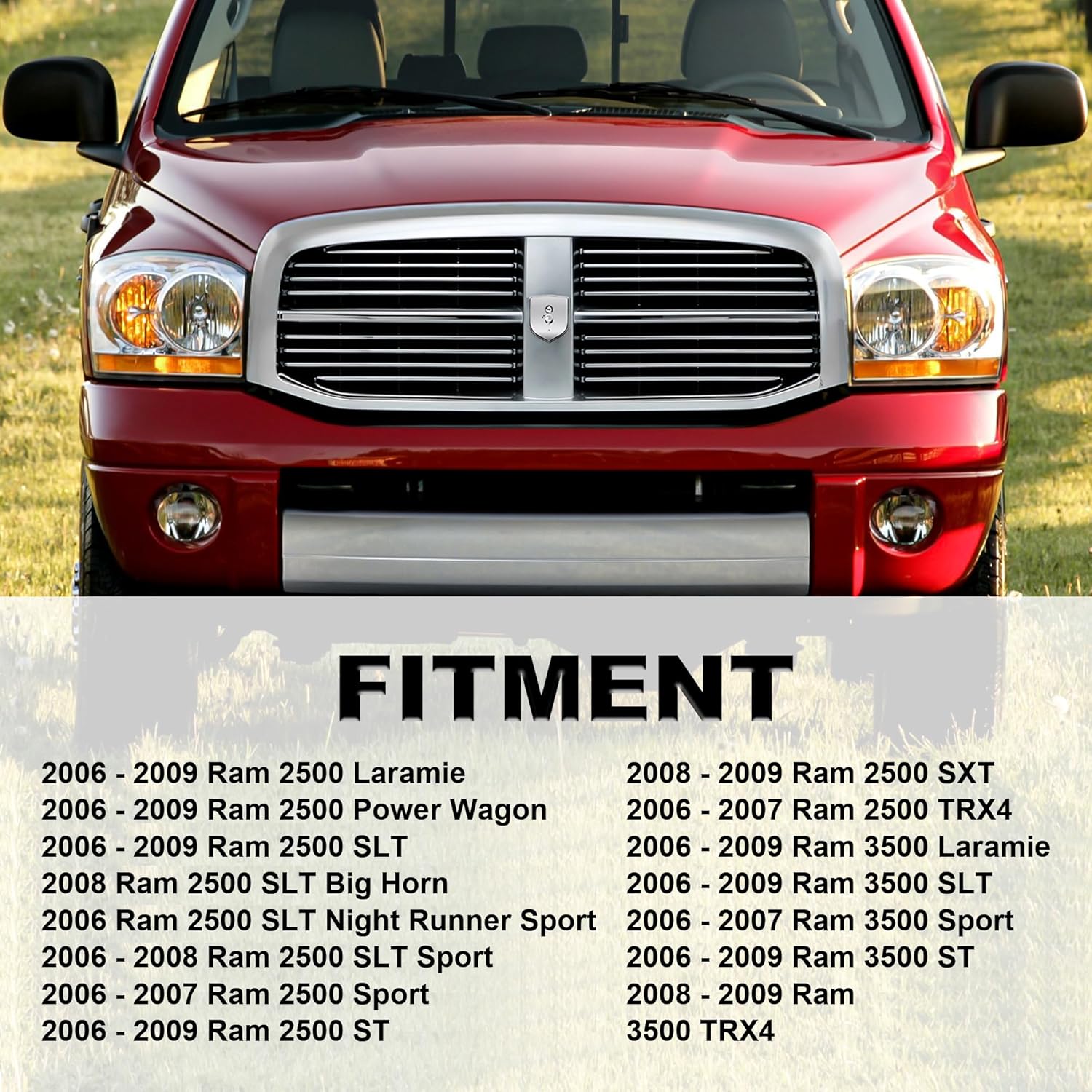 Rejilla para Dodge Ram 150025003500 2006 2007 2008 2009 Dodge Ram 150025003500 Dodge Ram (cromado)