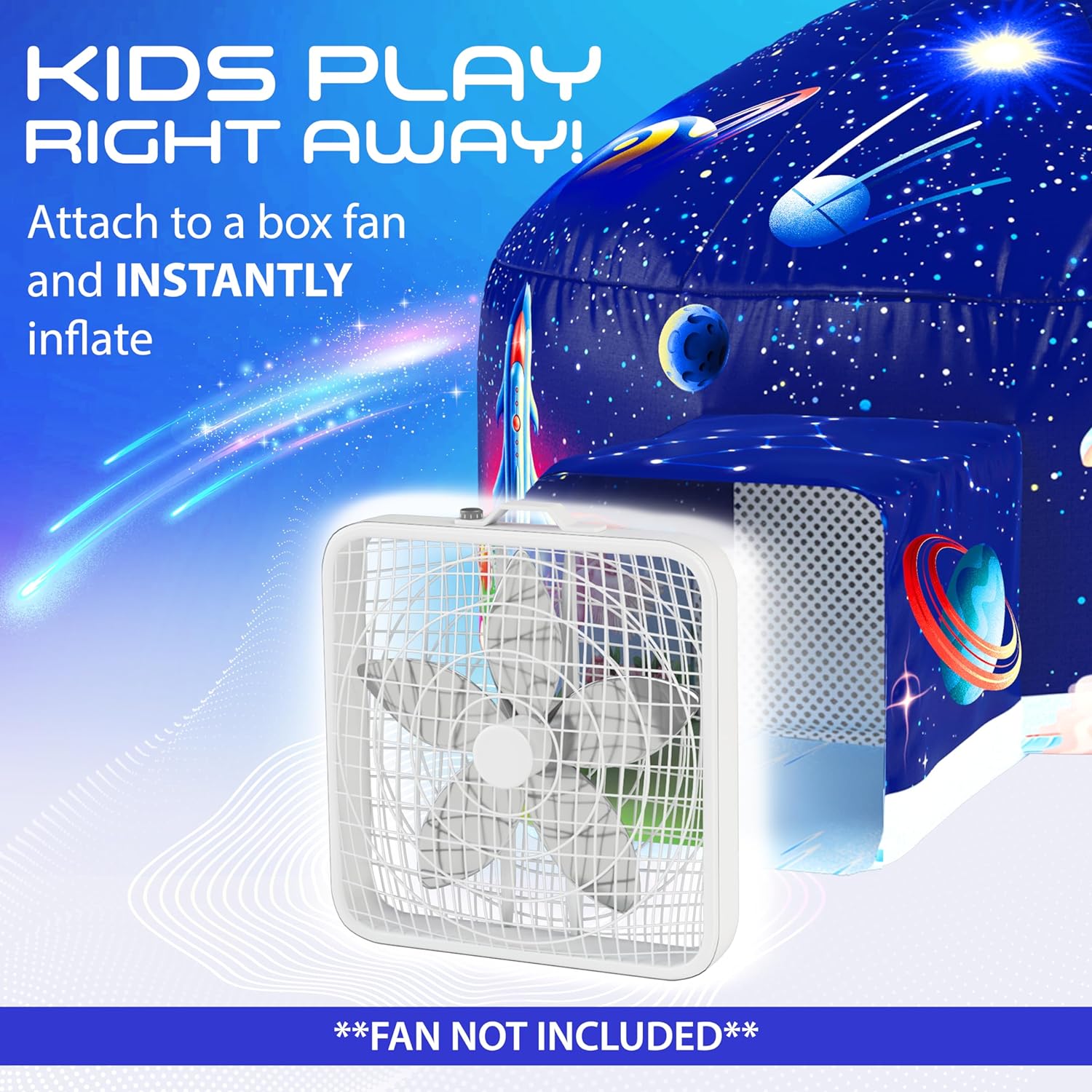 W&O Galactic Aerodome con luces LED  Fuerte de tienda de campaña de aire  Tienda de campaña inflable para niños  Tienda de campaña para niños y