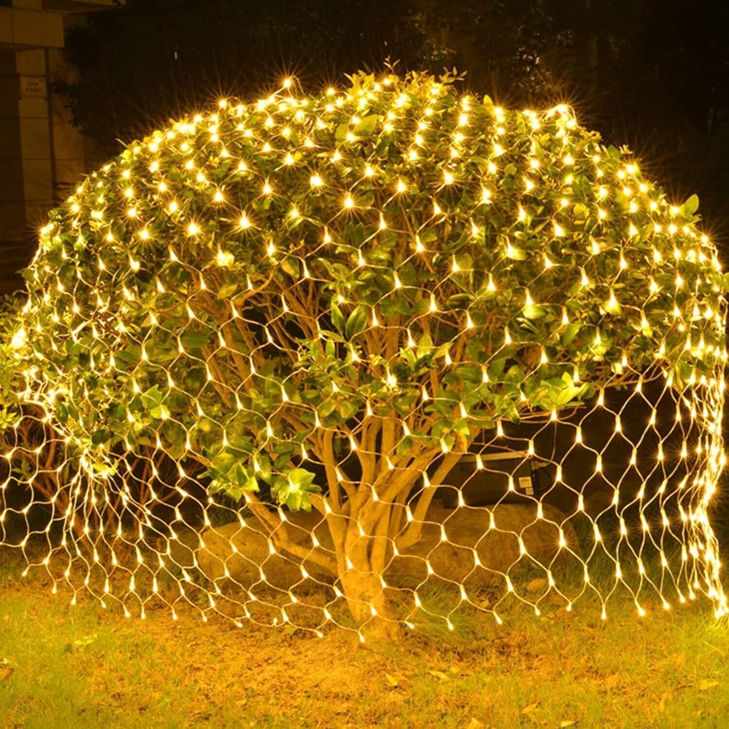 Joomer 360 luces LED de red de Navidad de 12 x 5 pies, 8 modos de luces de malla conectables, temporizador, impermeable para árboles de Navidad,