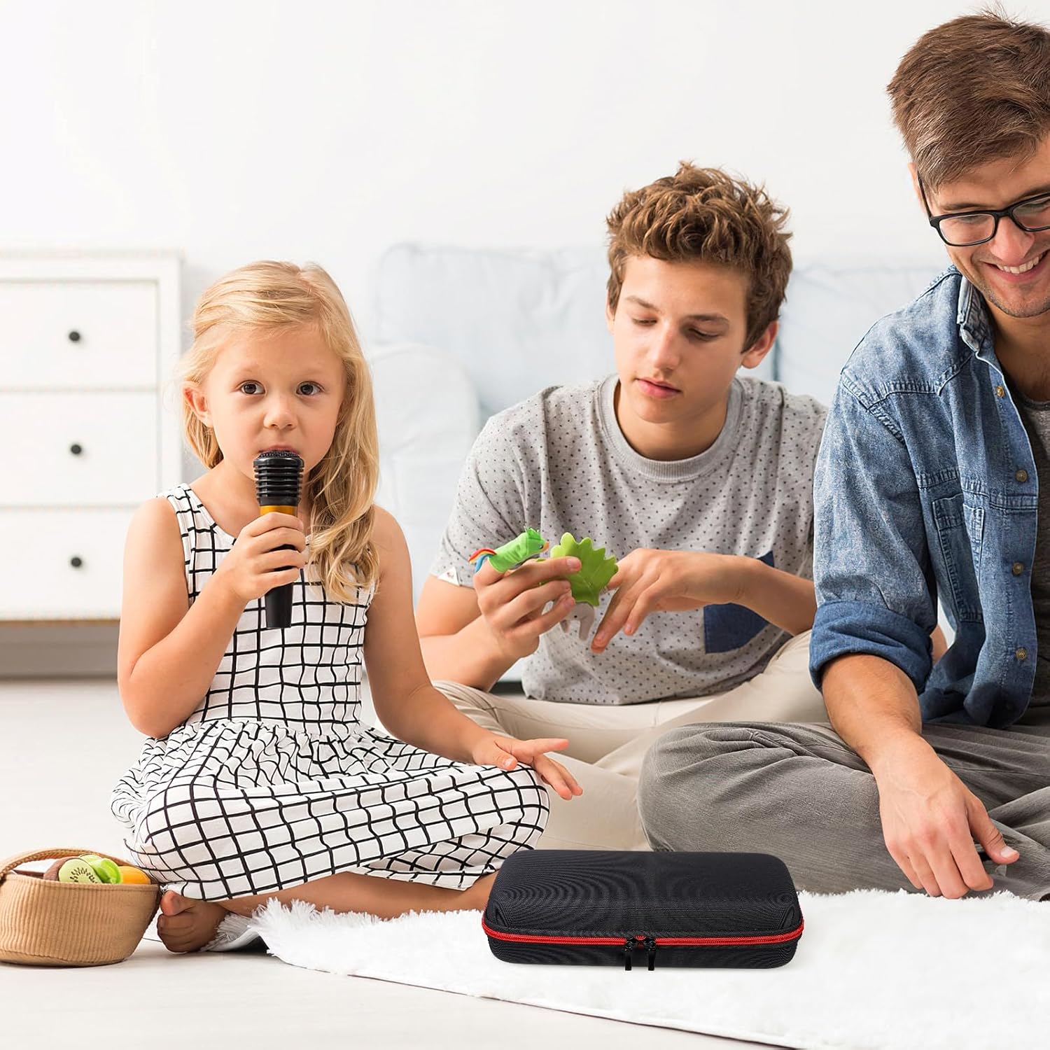 IMIKEYA Estuche de micrófono inalámbrico caja de almacenamiento de micrófono portátil, funda de EVA dura, bolsa de transporte de micrófono, funda de