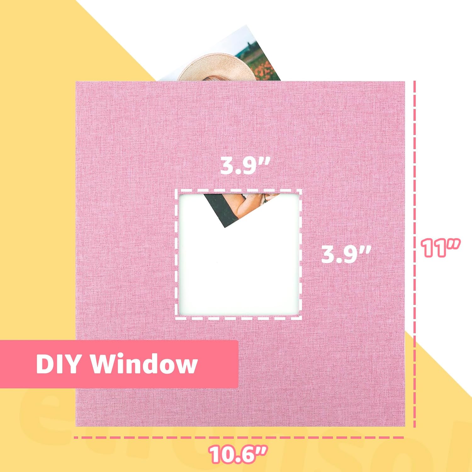 Álbum de fotos autoadhesivo con ventana de visualización de imágenes, álbum de recortes de bricolaje para imagen de 4 x 6, 5 x 7, 8 x 10, 40 páginas