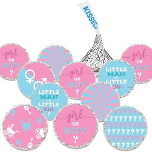 Andaz Press Trío de etiquetas de gotas de chocolate, se adapta a besos, colección definitiva para baby shower, color rosa y azul bebé, paquete de 216 Andaz Press Trío de etiquetas de gotas de chocolate, se adapta a besos, colección definitiva para baby shower, color rosa y azul bebé, paquete de 216