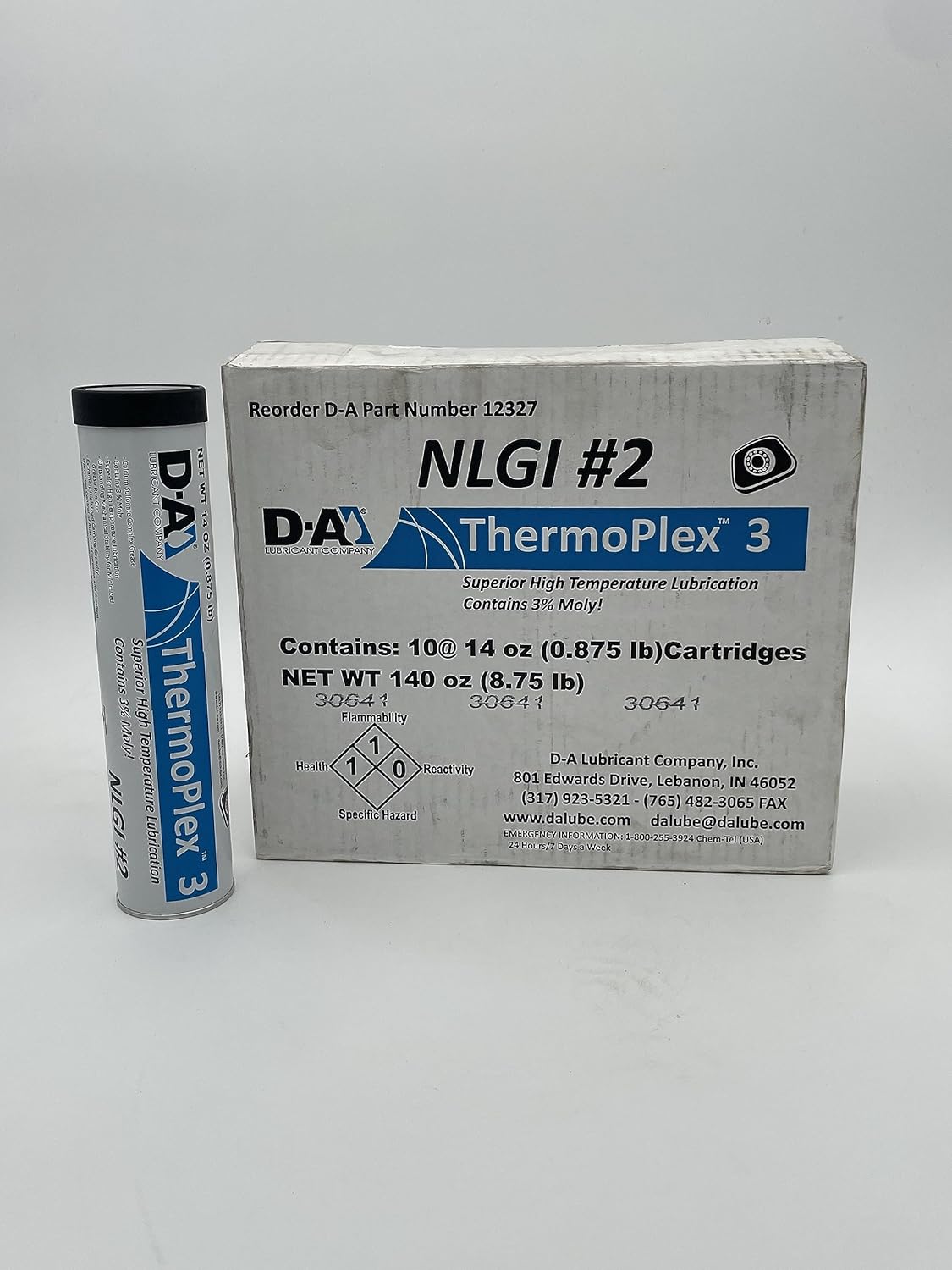 Thermoplex 3  NLGI 2  Tubos de grasa de 14 onzas  Caja de 10 tubos  3% Moly  Protección extrema de temperatura  Grasa a base de calcio