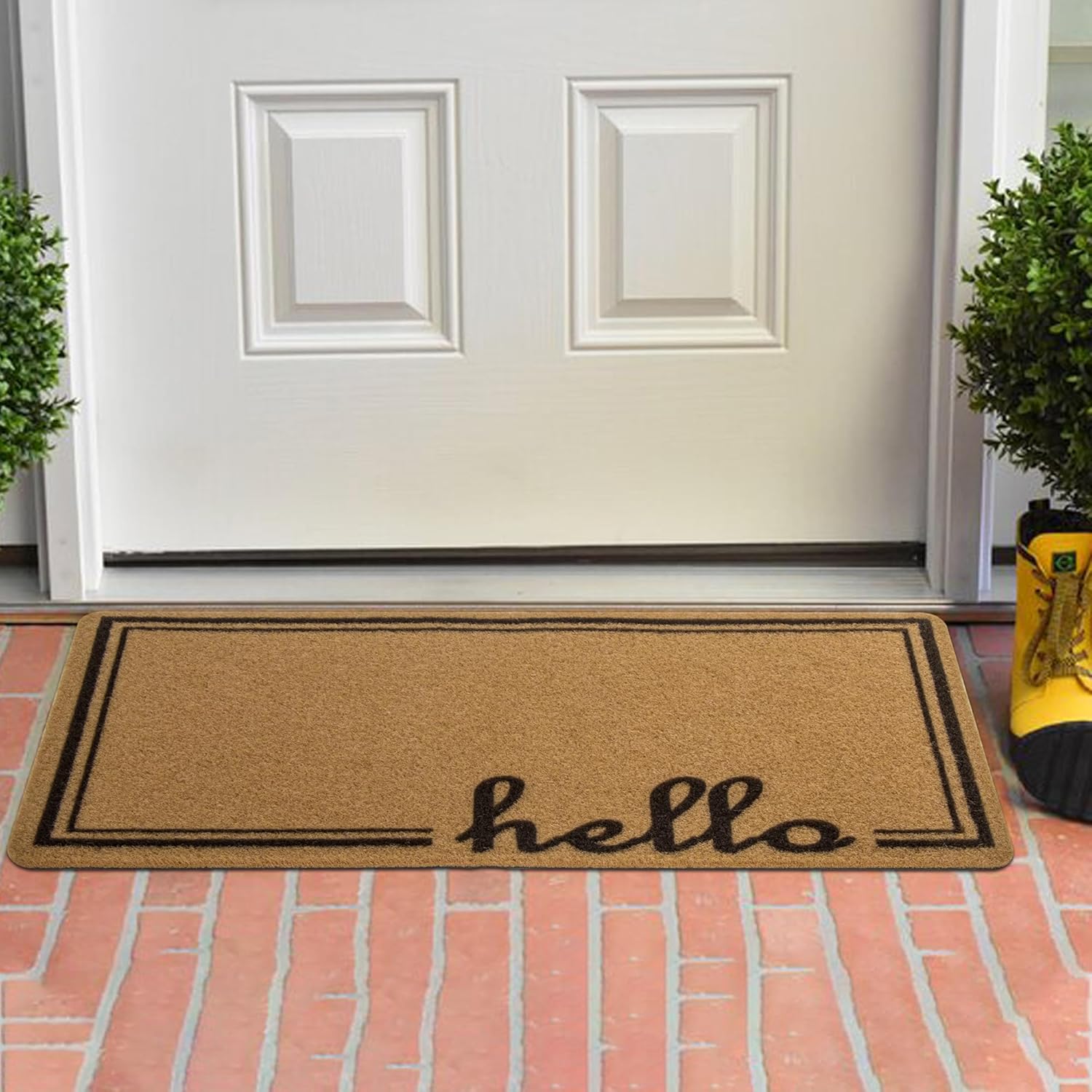 Felpudo antideslizante de bienvenida para puerta delantera, diseño de borde de tira para exteriores, tapetes de entrada, decoración de entrada de