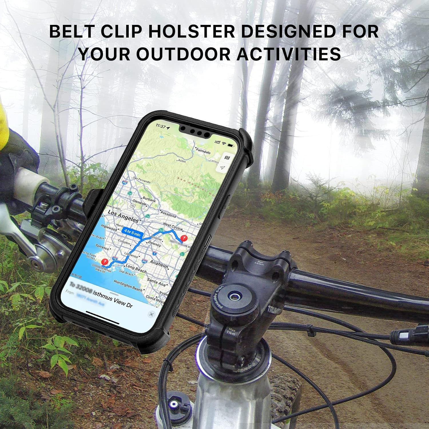MYBAT PRO Maverick Series – Funda a prueba de golpes, para iPhone 13, con funda de clip para cinturón y vidrio templado, 6.1 pulgadas, resistente