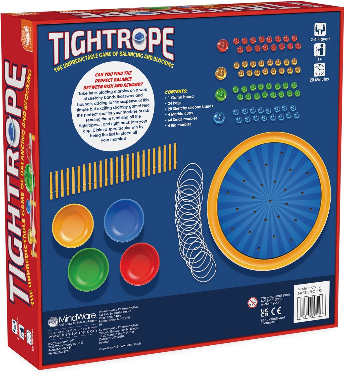 MindWare Juego de mesa de estrategia de cuerda apretada, diversión para aulas, 2-4 jugadores, tiempo de juego de 20 minutos, a partir de 6 años