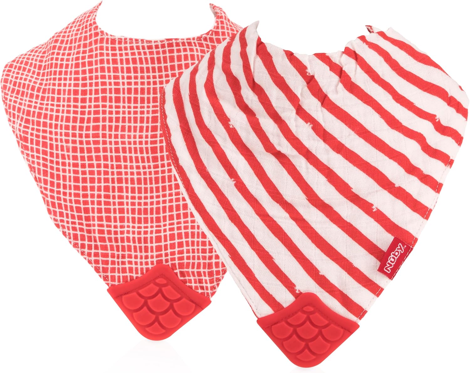 Nuby Babero reversible de 2 piezas de muselina de algodón 100% natural (los coloresestampados pueden variar)