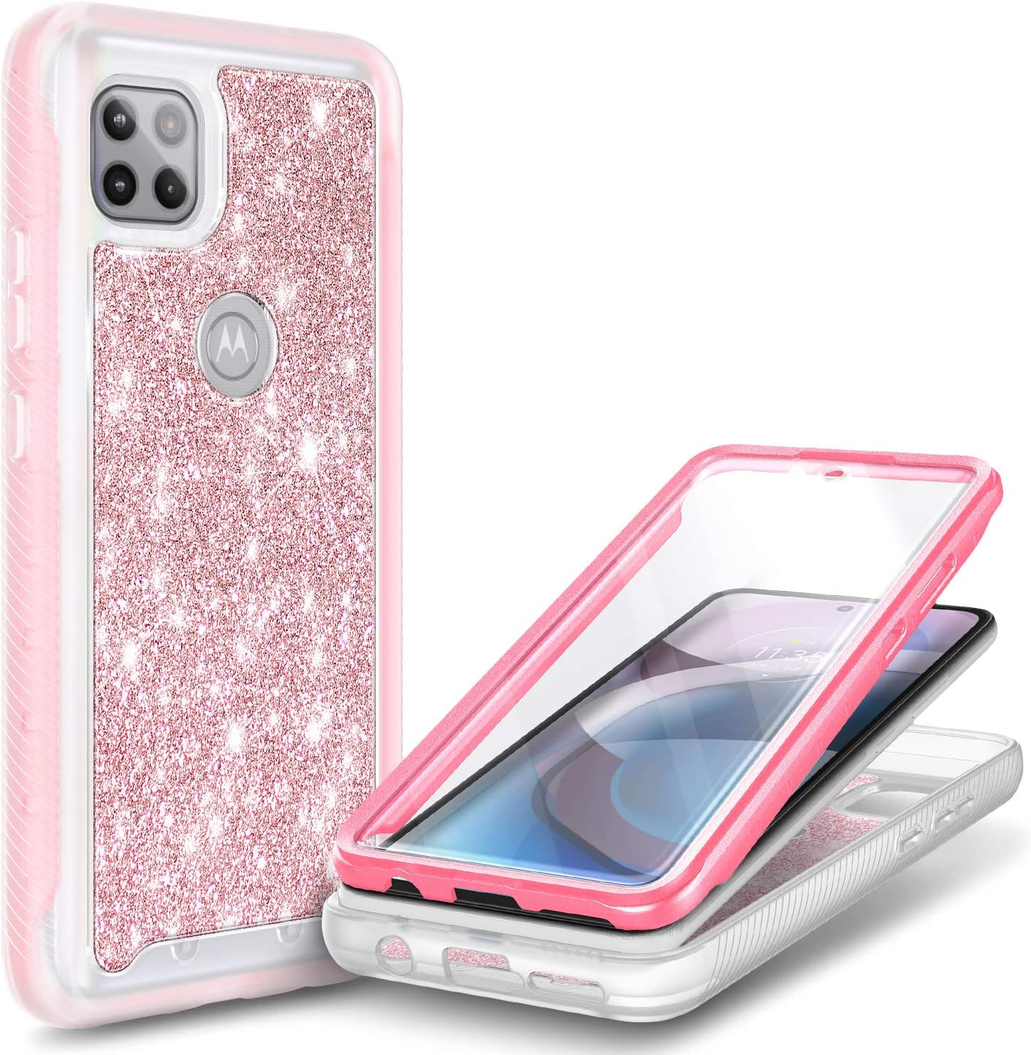 NZND Funda para Motorola Moto One 5G Ace (One 5G UW Ace) con protector de pantalla incorporado, funda protectora de cuerpo completo a prueba de