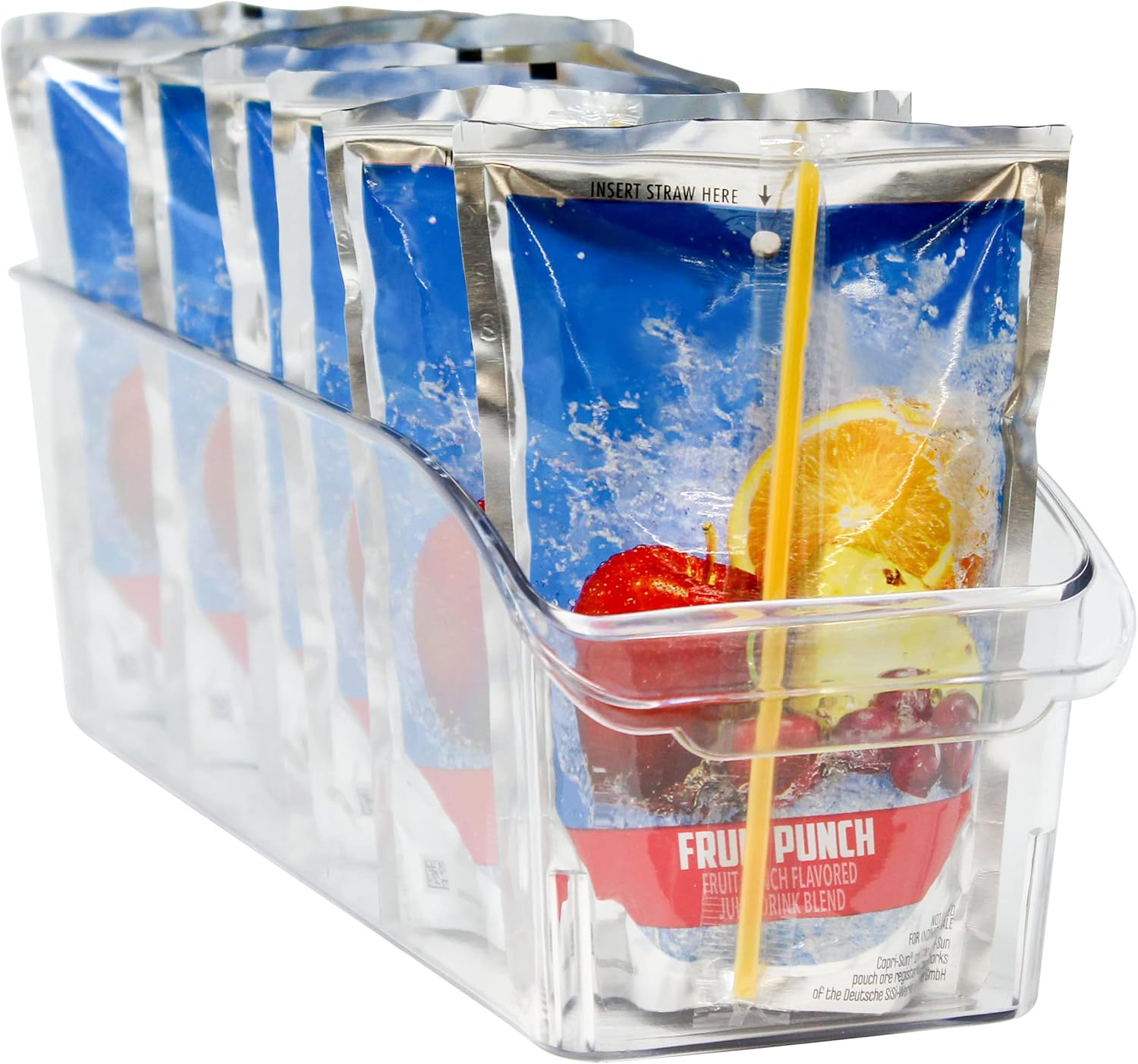 Contenedor organizador de plástico para refrigerador y congelador con asa, contenedor transparente para alimentos, bebidas, organización de