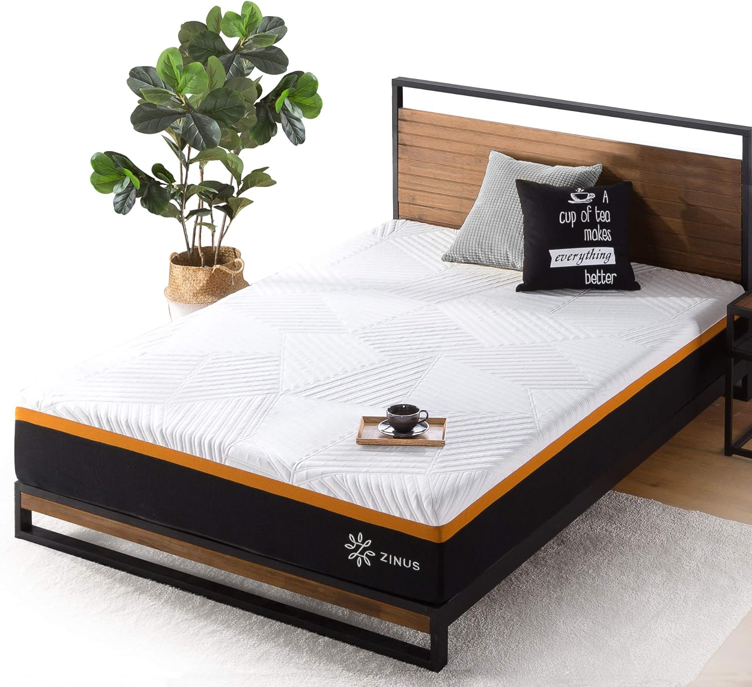 ZINUS – Colchón híbrido de resortes, con bolsillo adaptativo de cobre refrigerante, cubierta absorbente de humedad, espuma de refrigeración y
