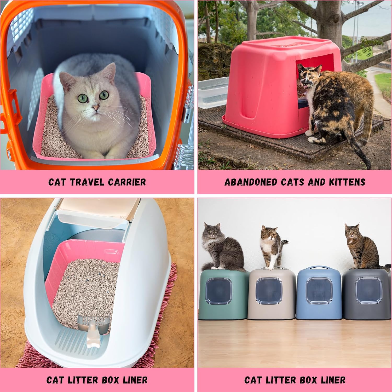 Bokon 25 cajas de arena desechables para gatos, bandeja de arena de plástico para gatos, bandeja de arena para gatitos, conejos, cobayas, hámster,
