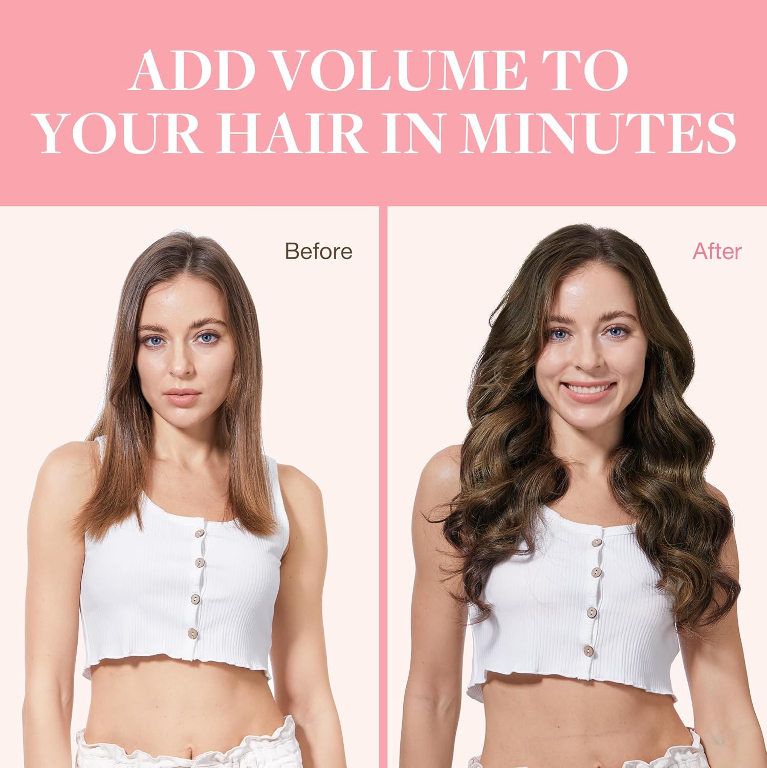 GOO GOO – Extensiones de cabello lacio humano Remy con clip en balayage, color castaño oscuro a castaño, 14 pulgadas, 7 piezas, 120 gramos