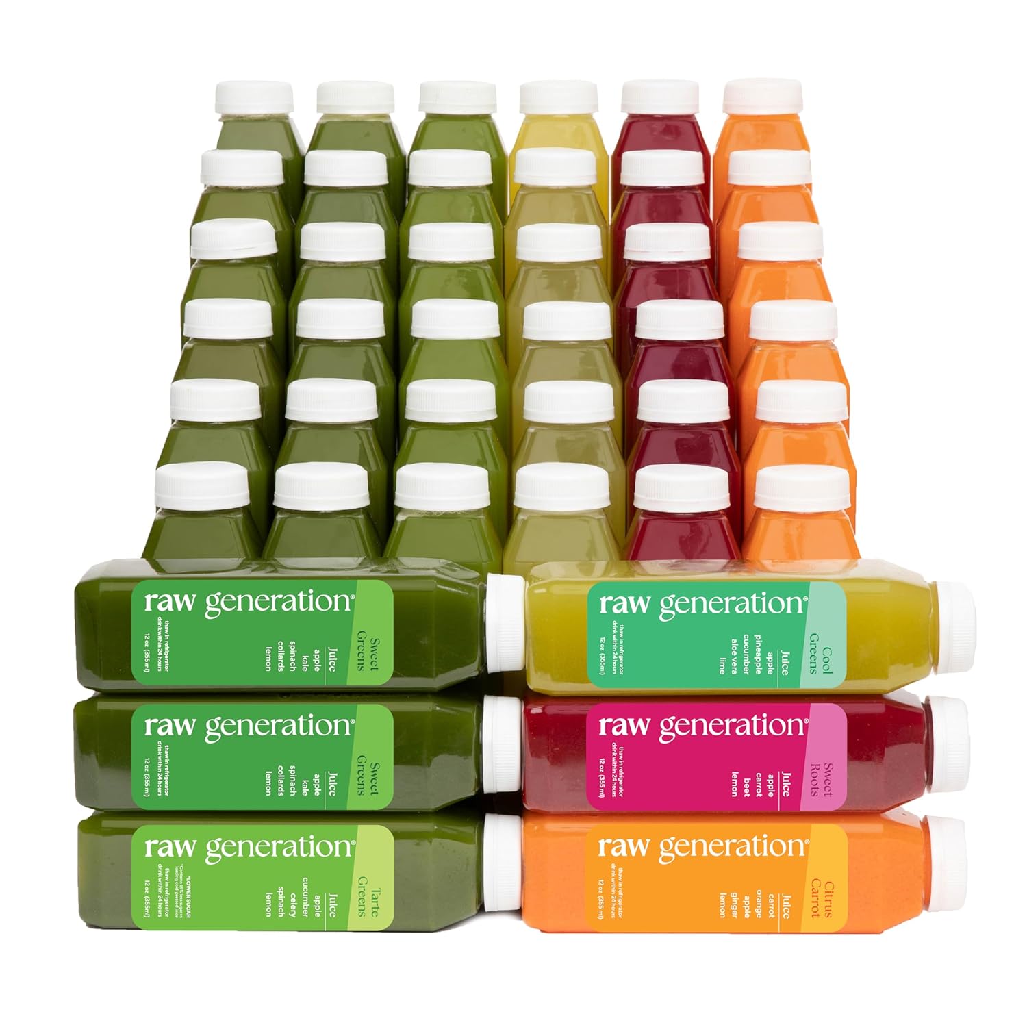 Raw Generation Paquete variado de jugo prensado en frío (paquete más vendido)  Jugo 100% a base de plantas entregado a tu puerta  Mejora tu sistema