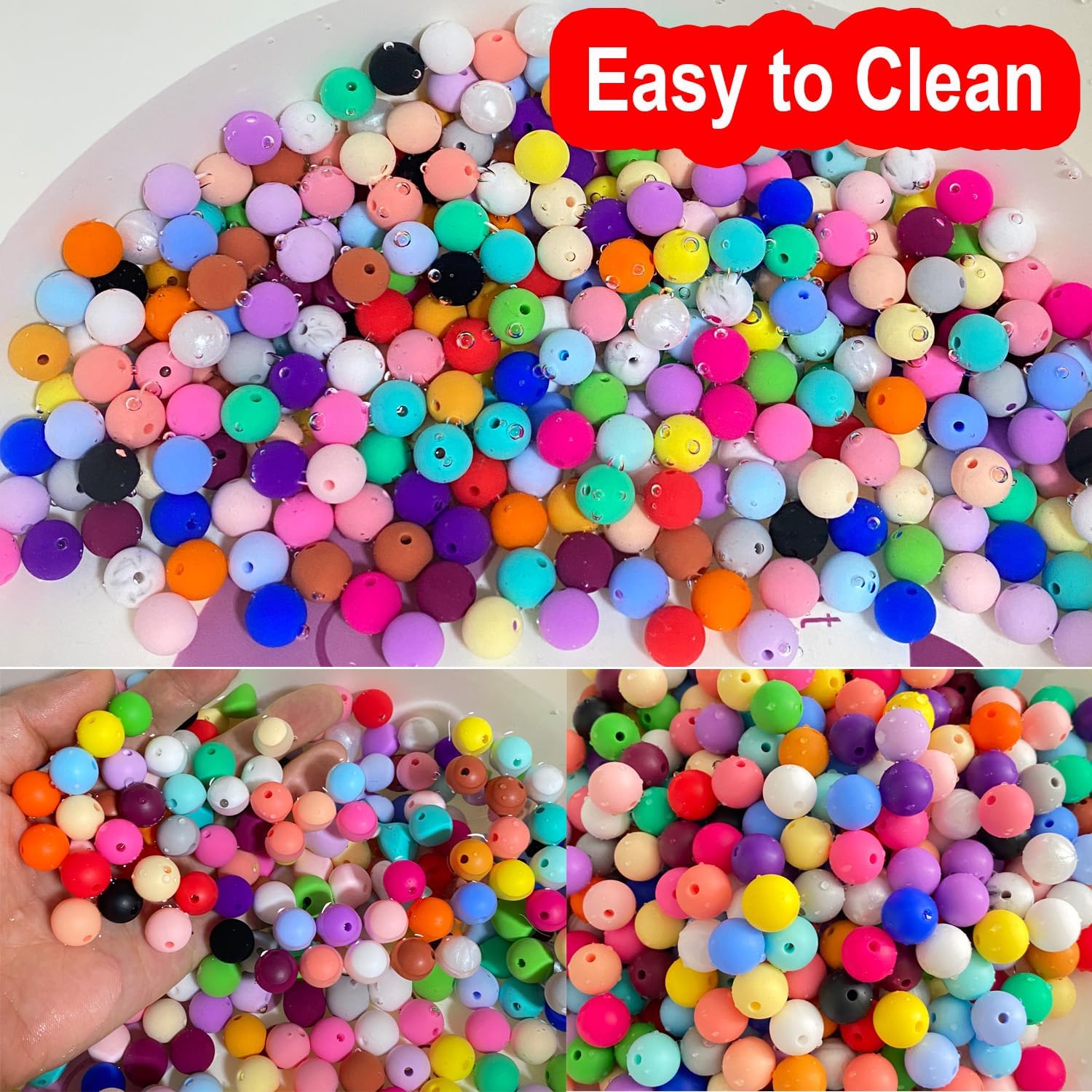 300 cuentas de silicona, cuentas redondas de silicona de 0.472 pulgadas a granel para hacer llaveros, 30 colores, cuentas focales de silicona,