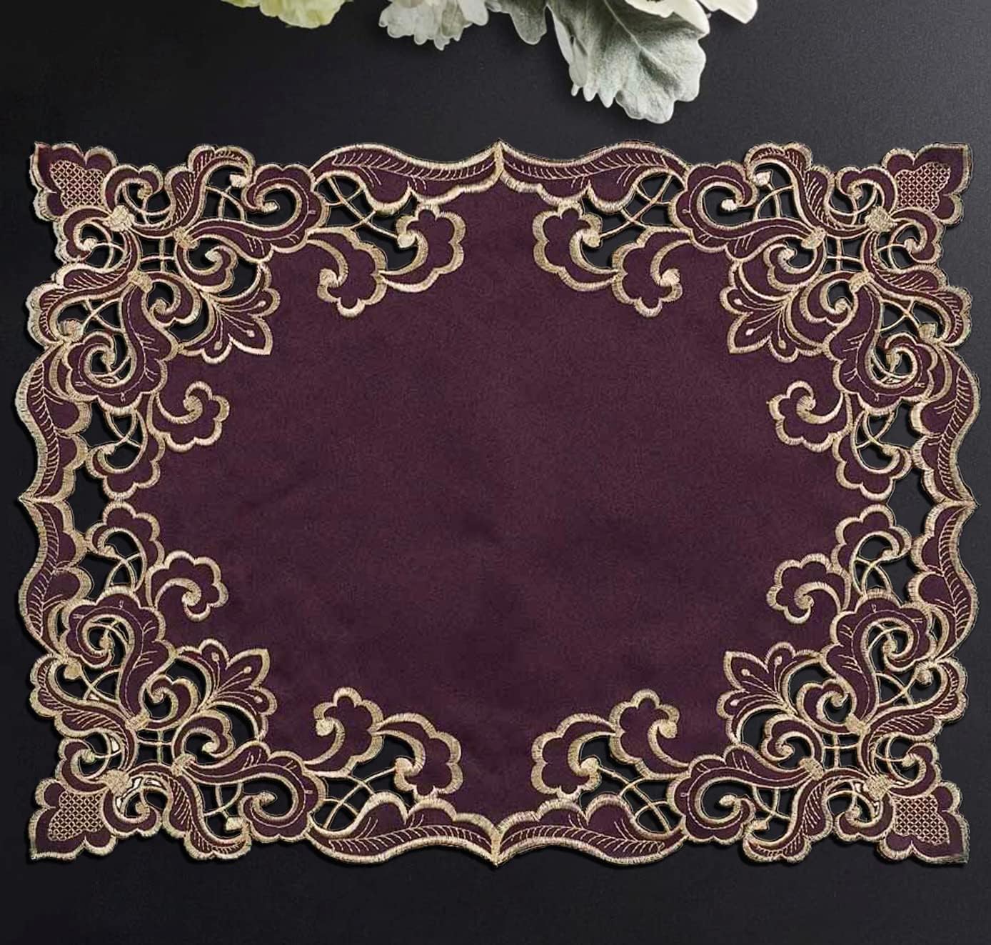 Manteles individuales  Juego de 4 hechos a mano con bordado europeo para recepciones de boda, banquetes, fiestas, cocina, comedor, mesa auxiliar,