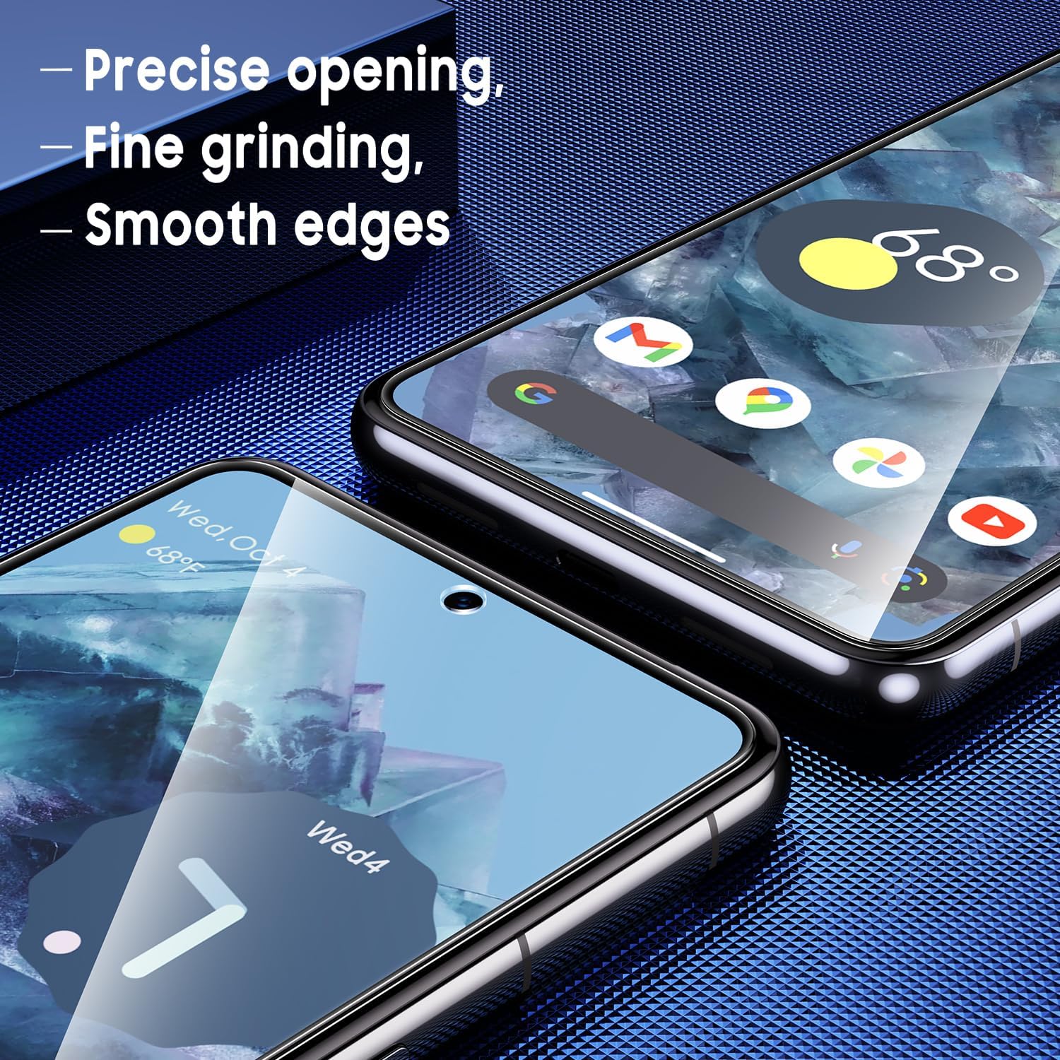 Uyiton Protector de pantalla para Google Pixel 8 Pro, 10X inastillable, antiluz azul con marco de instalación compatible con fundas dureza 9H,