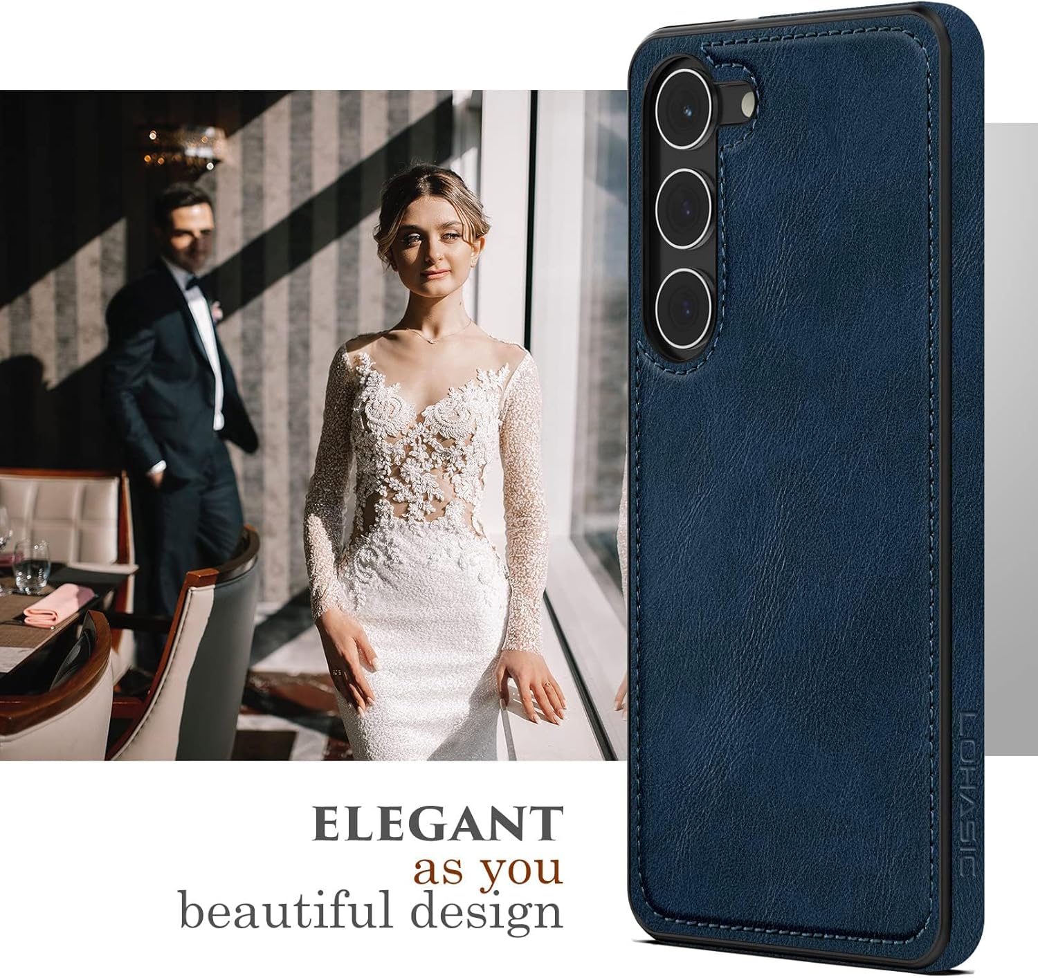 LOHASIC Funda para teléfono Samsung Galaxy S23 Plus, elegante funda de piel sintética con puntada retro vintage S23+ para hombres y mujeres, agarre