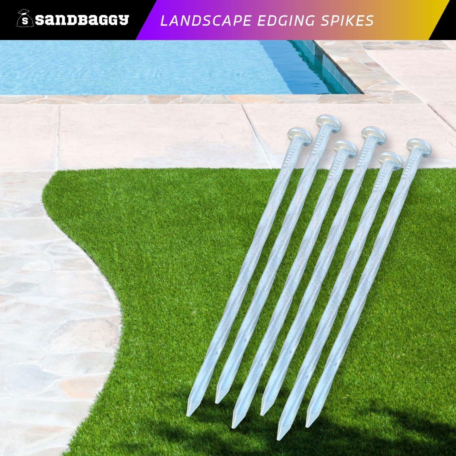 Sandbaggy Landsacpe galvanizado de 6 pulgadas, clavos de paisaje en espiral, acero de calibre 7, ideales para suelos rocosos duros, también ideales