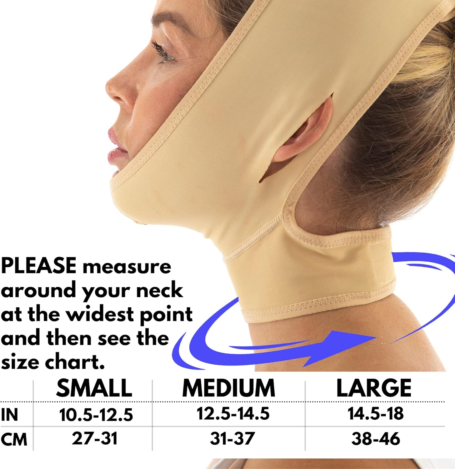 Vendaje de compresión poscirugía para el cuello y la barbilla, más delgado para la cara, ajuste de la papada, cobertura del cuello, correa de
