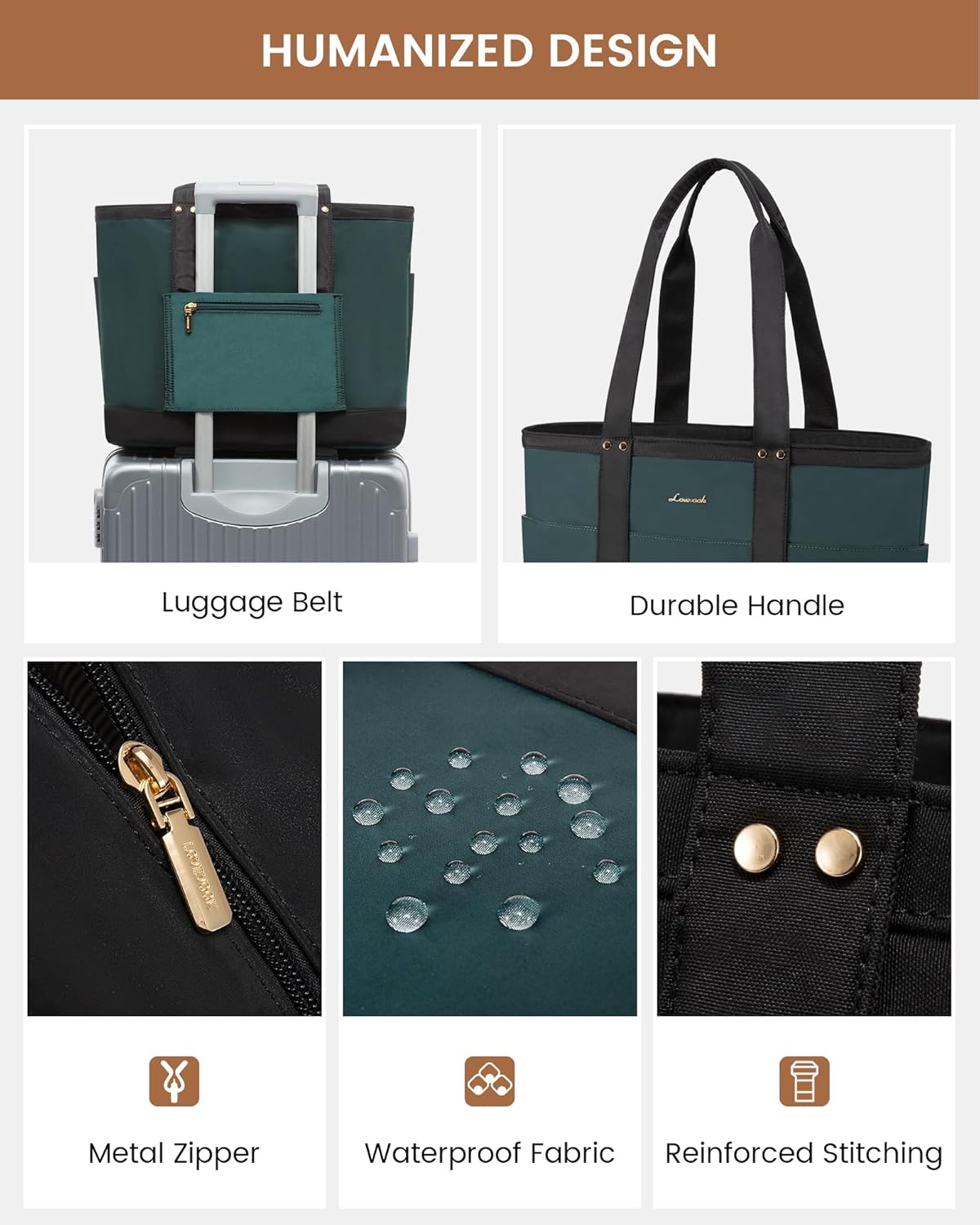 LOVEVOOK Bolsa de mano para mujer, bolsa de hombro grande, bolsa de trabajo ligera para profesores, bolsa para laptop de 15.6 pulgadas con correa de
