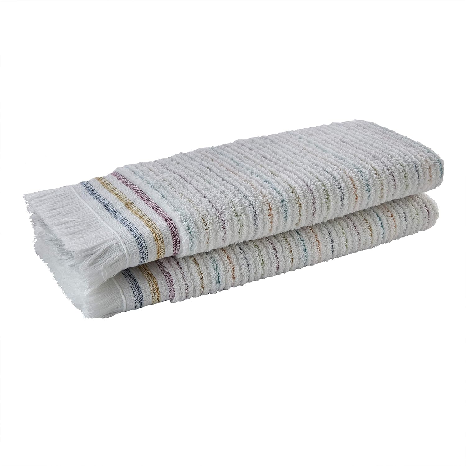 SKL Home by Saturday Knight Ltd. Toalla de mano con rayas sutiles (paquete de 2), blancomulticolor, 16 x 26 pulgadas