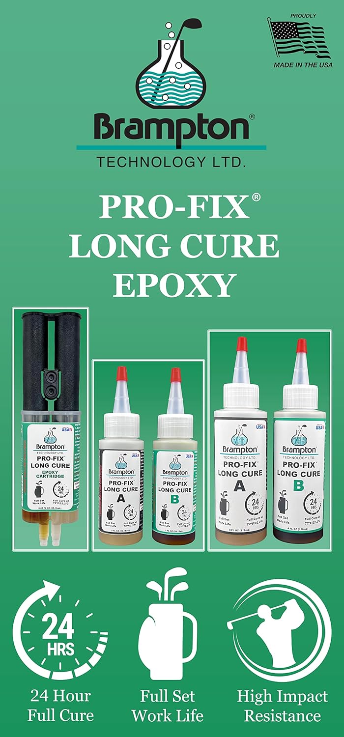 PRO-FIX – Epoxi de golf de curado largo, vida útil completa, extra resistente, epoxi de golf para todos los ejes de golf, cabezas de golf,