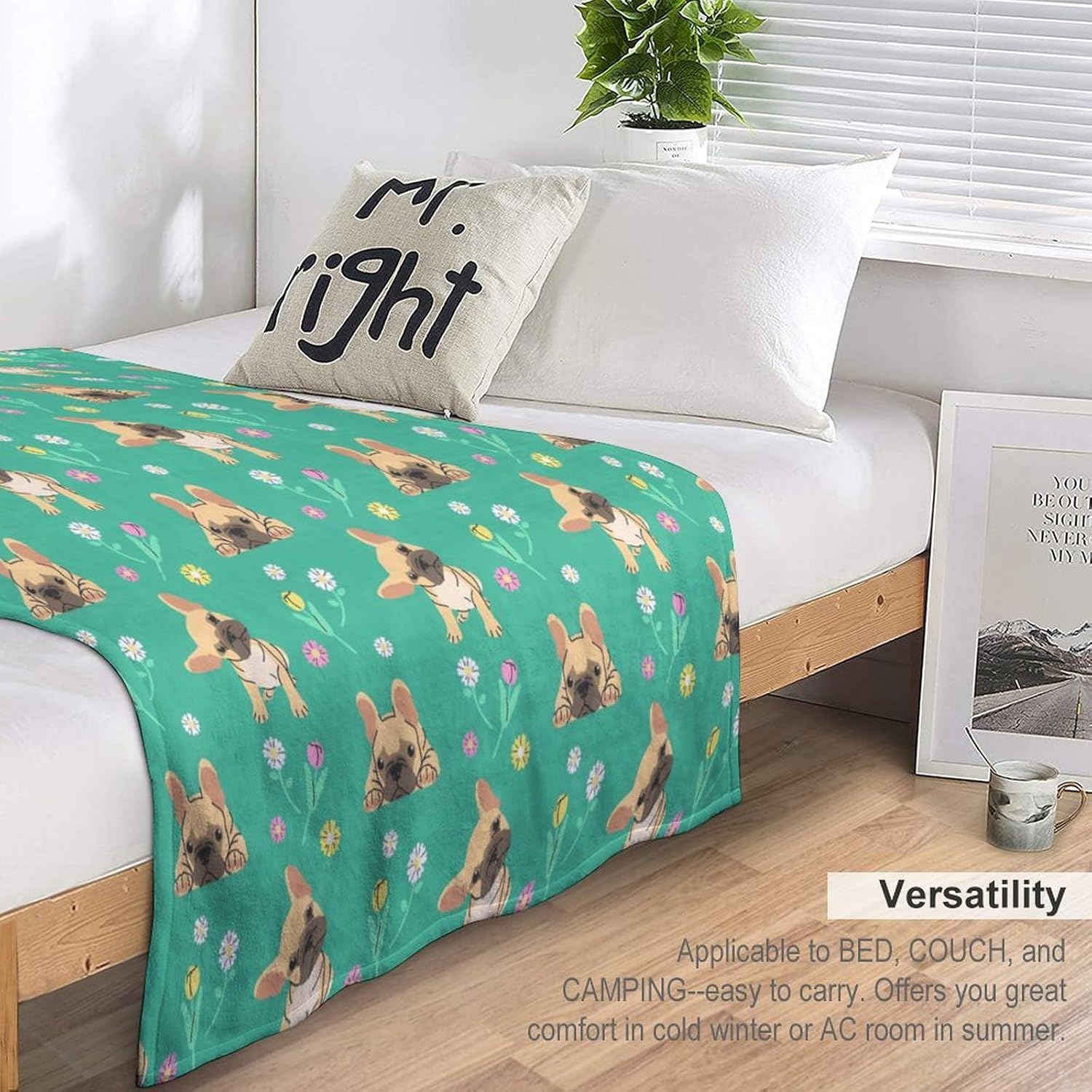 Manta de bulldog francés para cachorros, manta de microfelpa ultra suave, manta de microfibra polar para todas las estaciones, para cama, silla,