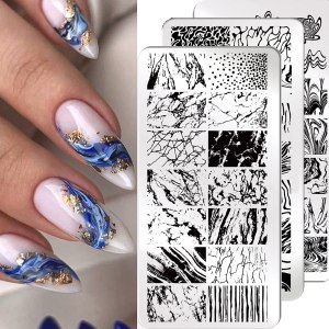 3 unids placas de estampado de uñas de mármol francés a rayas de arte de uñas plantilla de estampado de mármol de acero inoxidable diseño de uñas 3 unids placas de estampado de uñas de mármol francés a rayas de arte de uñas plantilla de estampado de mármol de acero inoxidable diseño de uñas