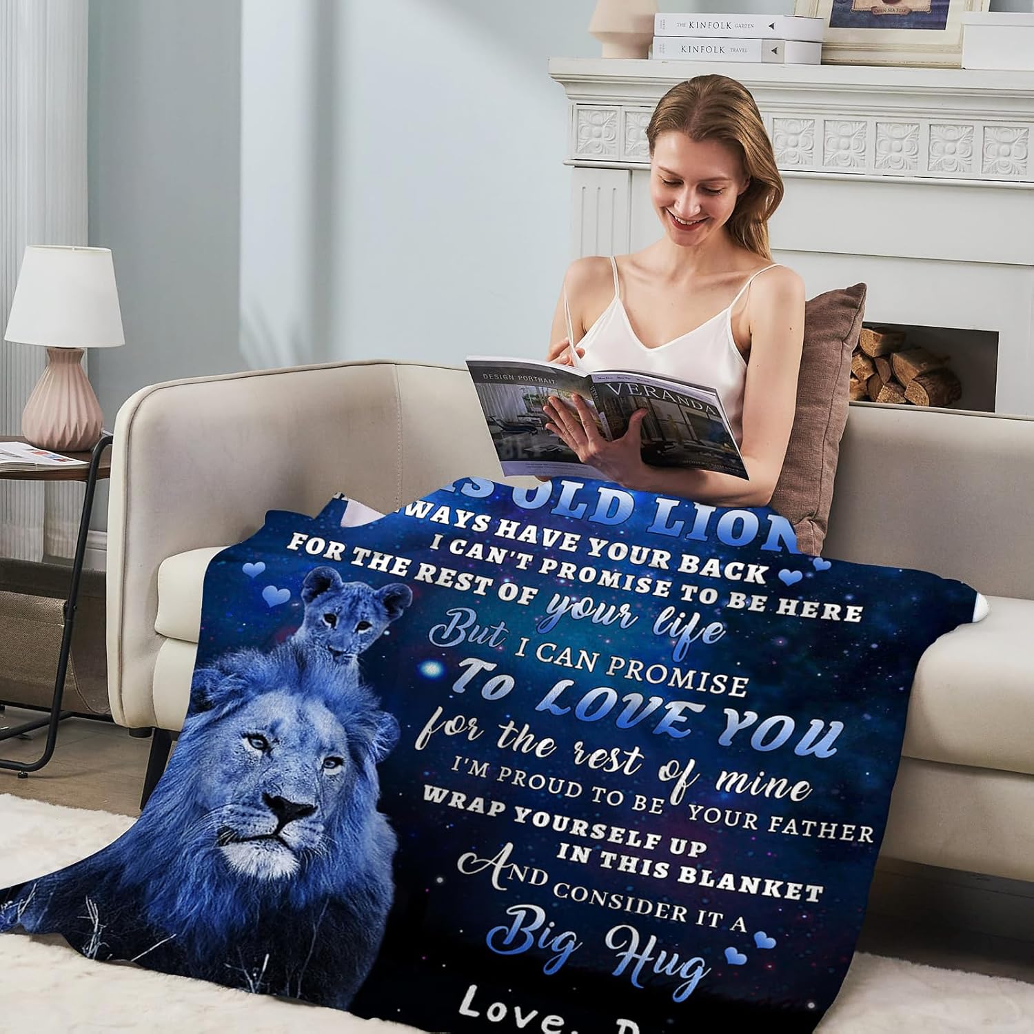 tgruihm Manta de hijo de papá, manta de león y hijo de 80 x 60 pulgadas, regalos de padre a hijo de papá, regalos de papá a hijo, regalos de papá a